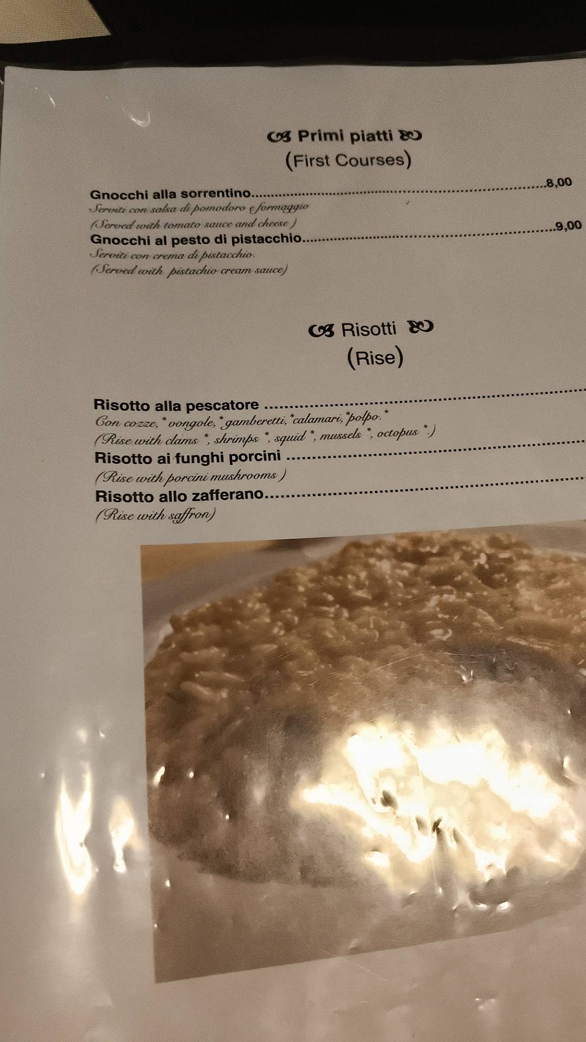 Menu di Valentino 