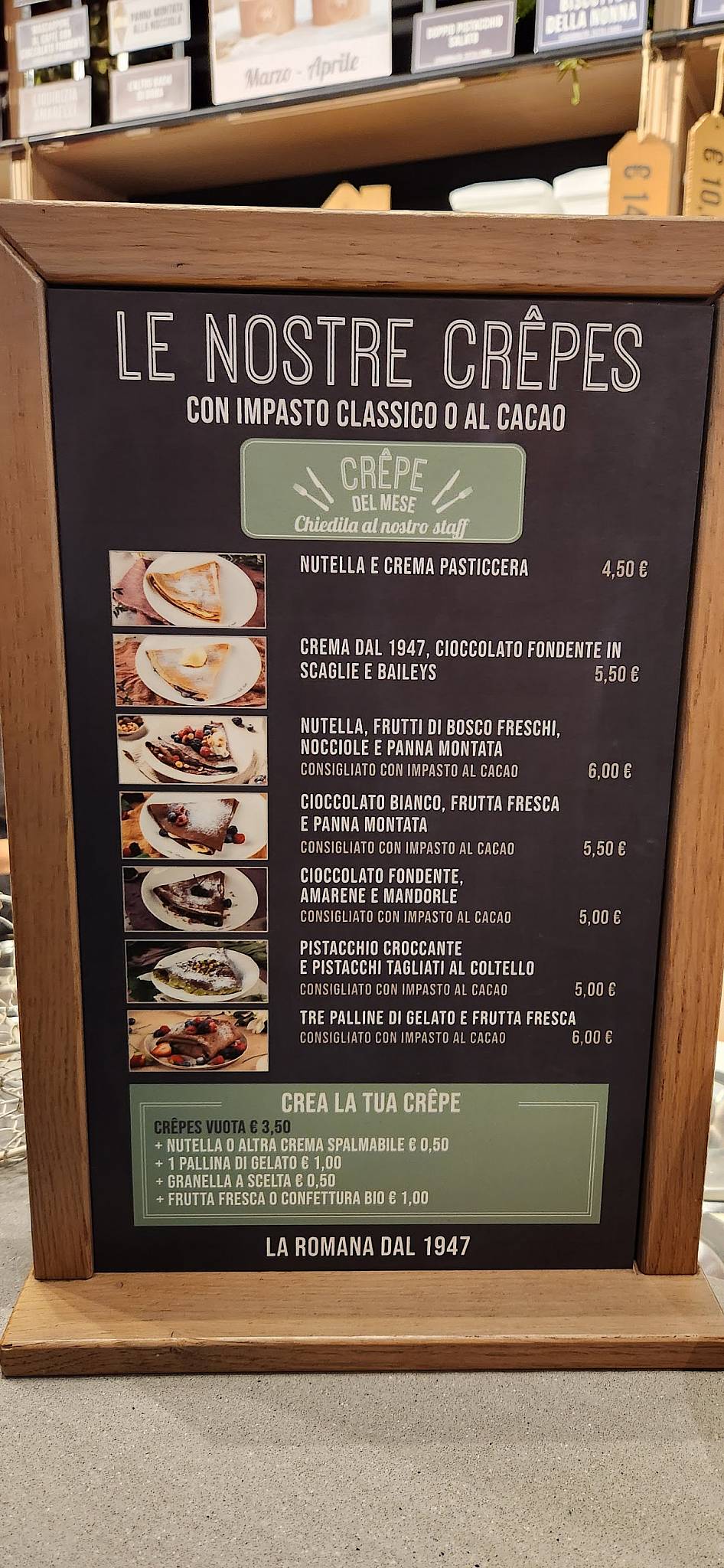 Menu di Gelateria La Romana dal 1947 