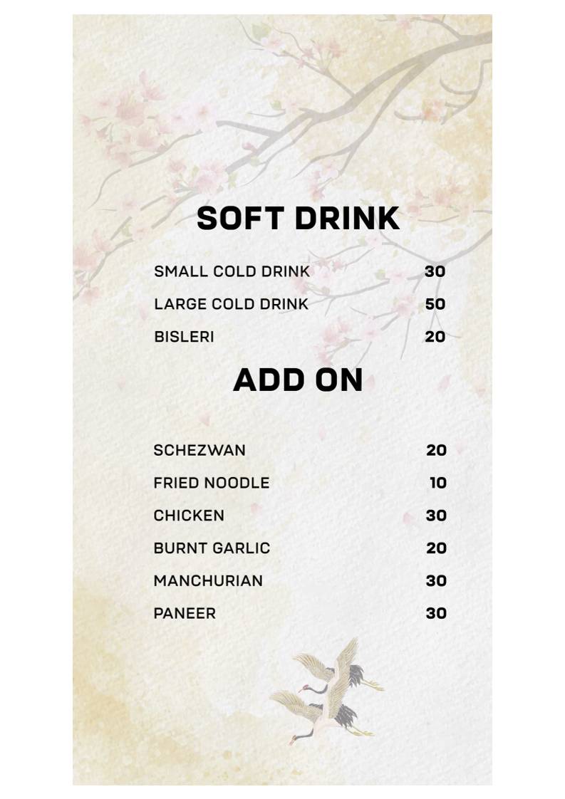 The Hakka Chinese menu