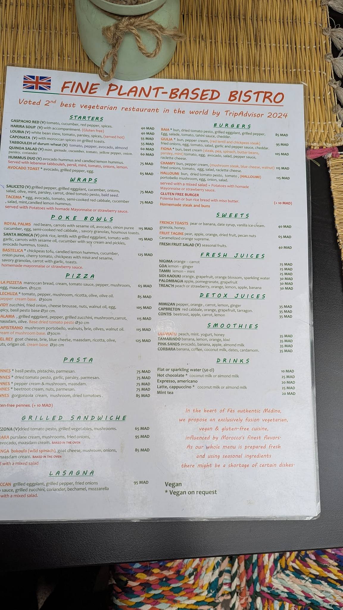 Menu de Veggie pause