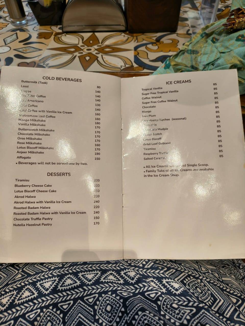 Verandah menu