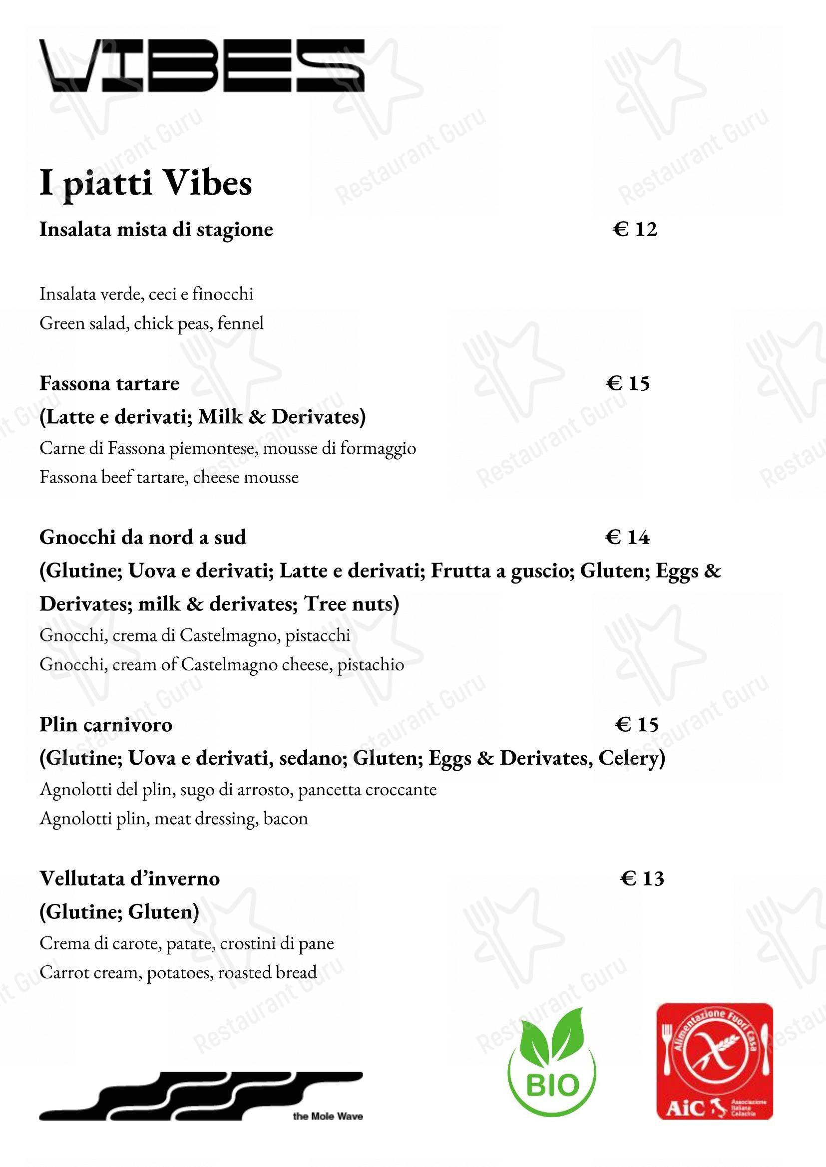Menu di Vibes - Menu