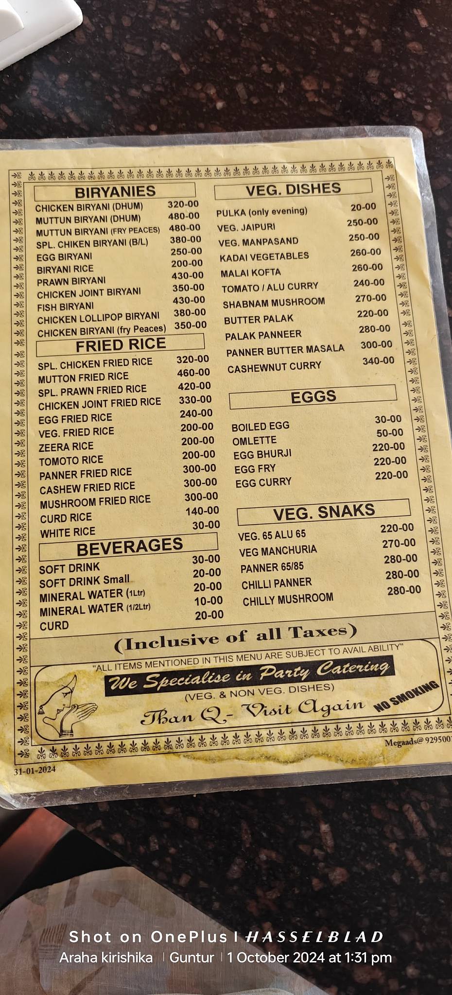 Viceroy Biryani Point menu