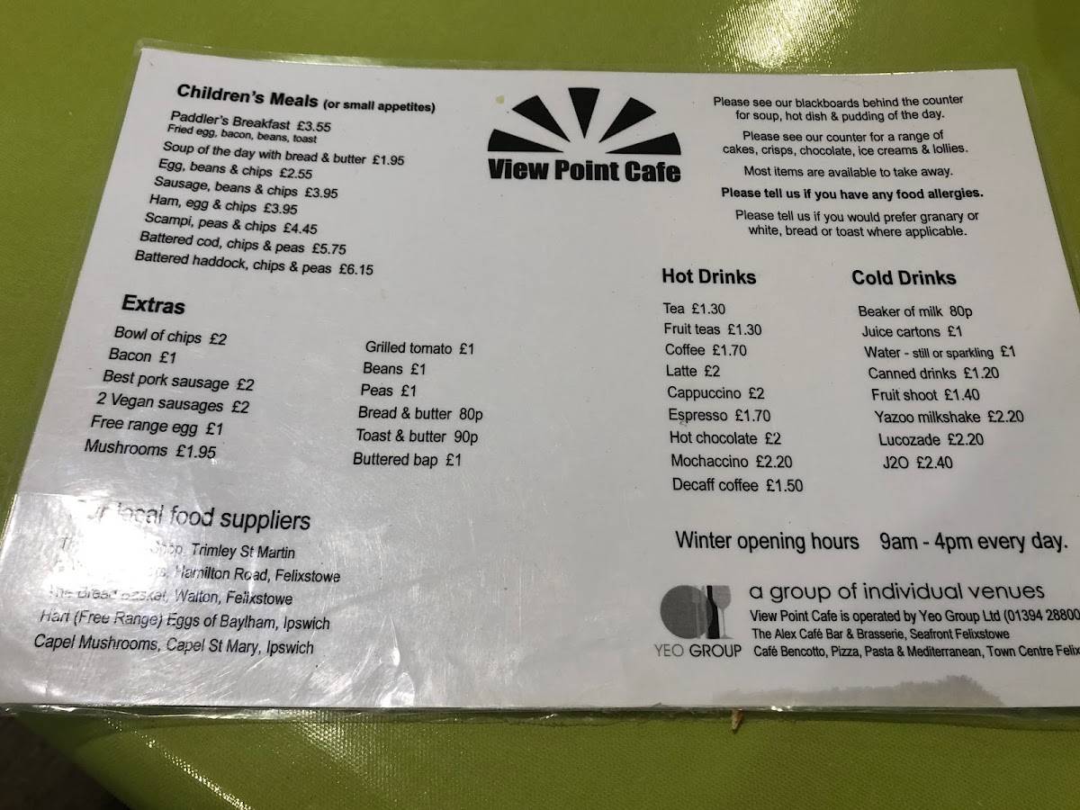 view point cafe menu