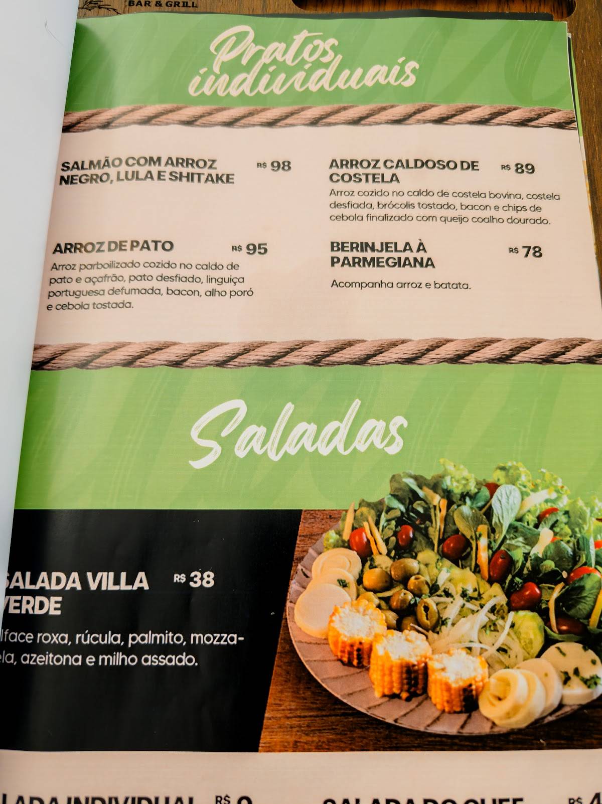Villa Verde Bar e Grill cardápio