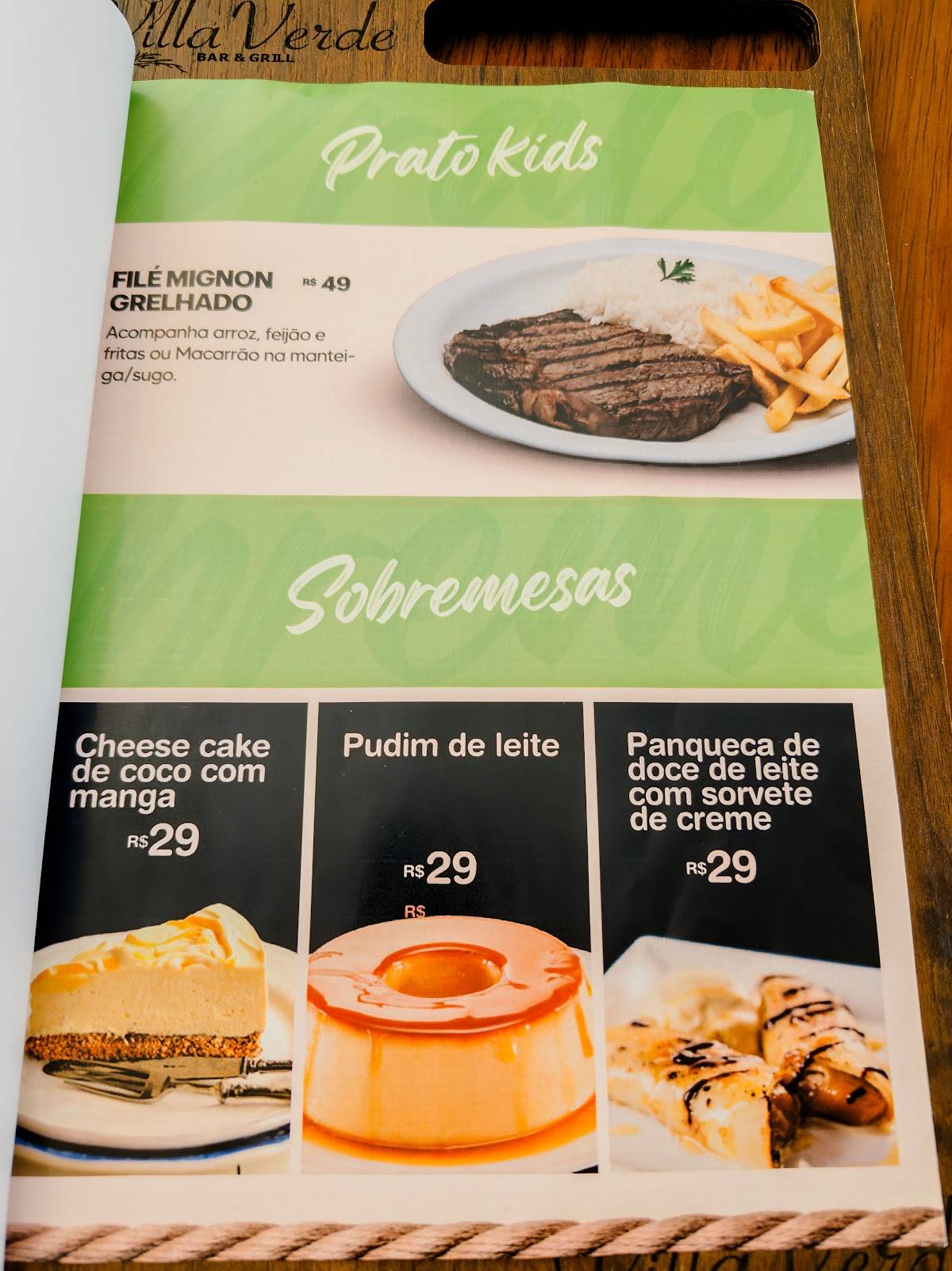 Villa Verde Bar e Grill cardápio