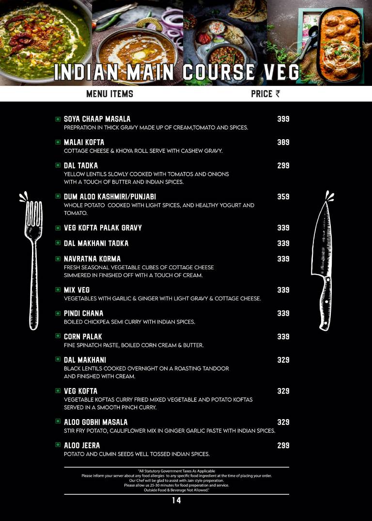 Village Vatika Restaurant menu