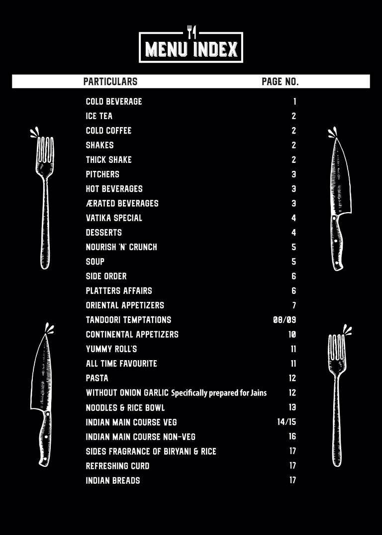 Village Vatika Restaurant menu
