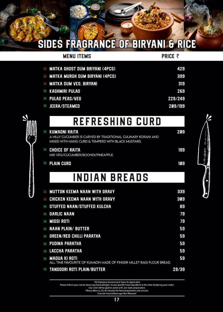 Village Vatika Restaurant menu