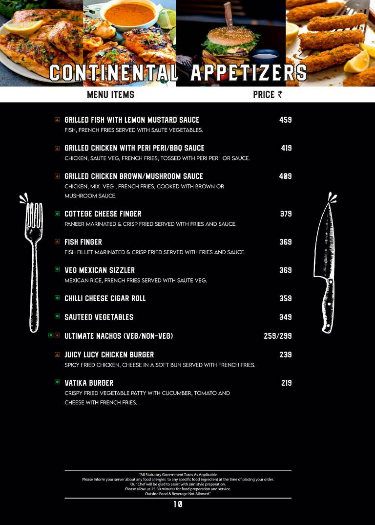 Village Vatika Restaurant menu