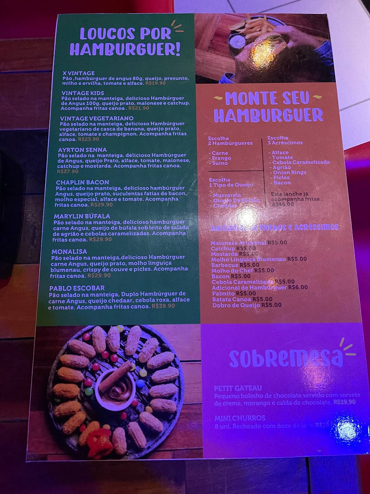 Menu em Vintage Bar Joinville Bar Gastronomia Pagode Sertanejo Música