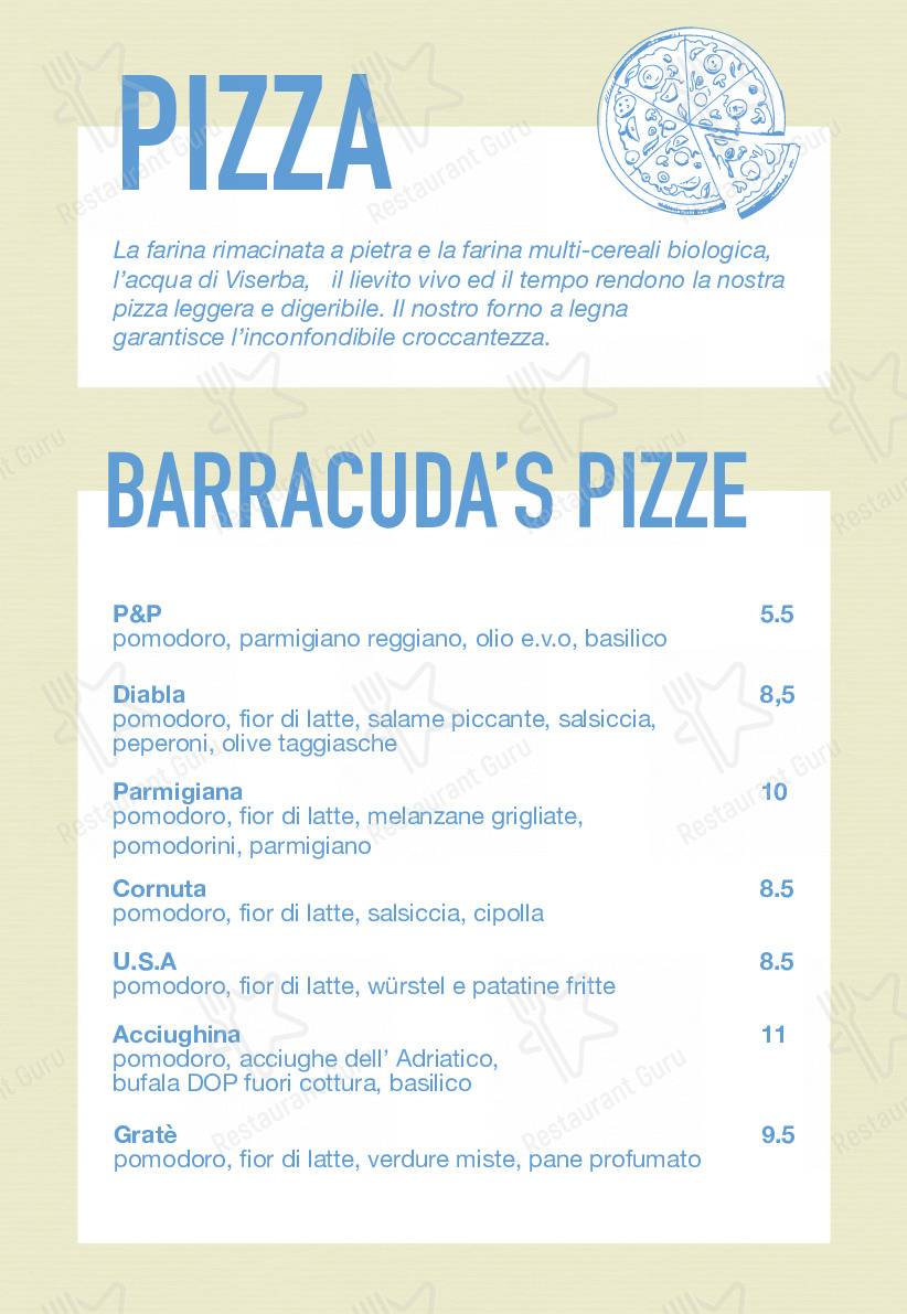 Menu di Barracuda - pasti e bevande