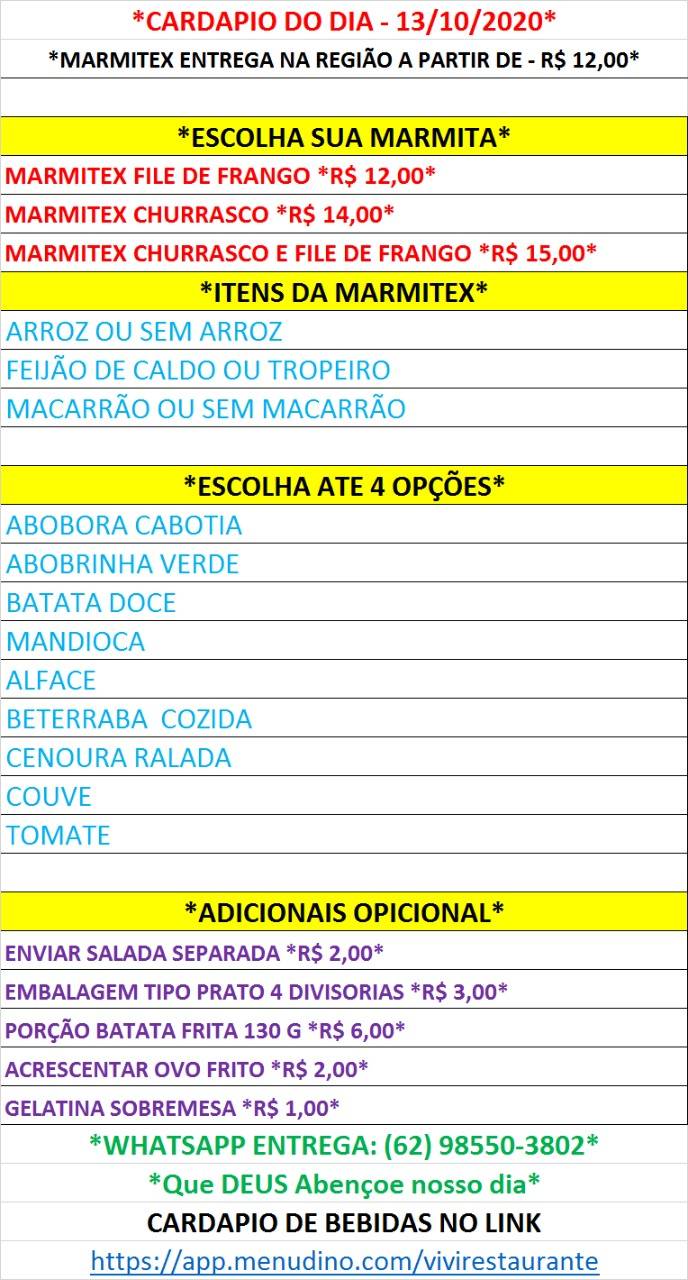 Vivi Restaurante cardápio