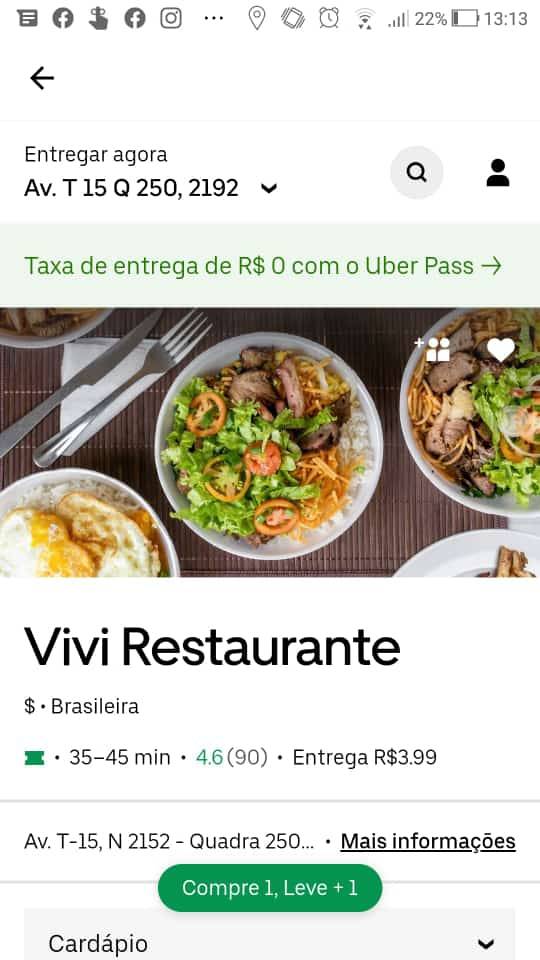 Vivi Restaurante cardápio