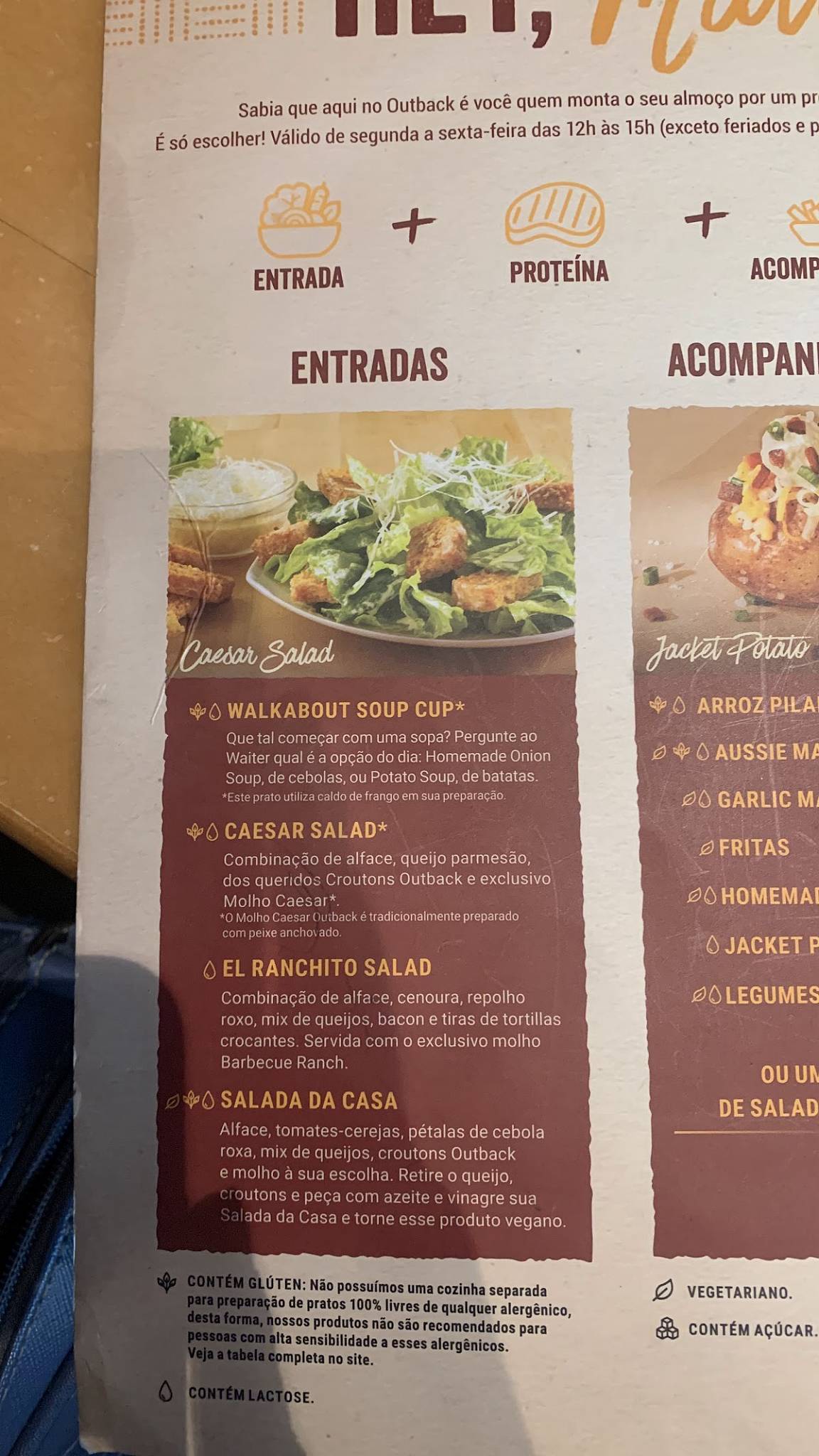Outback Steakhouse cardápio