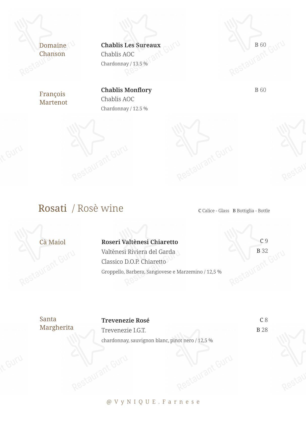 Коктейльная карта per VyNIQUE Enoteca Regionale del Lazio ristorante