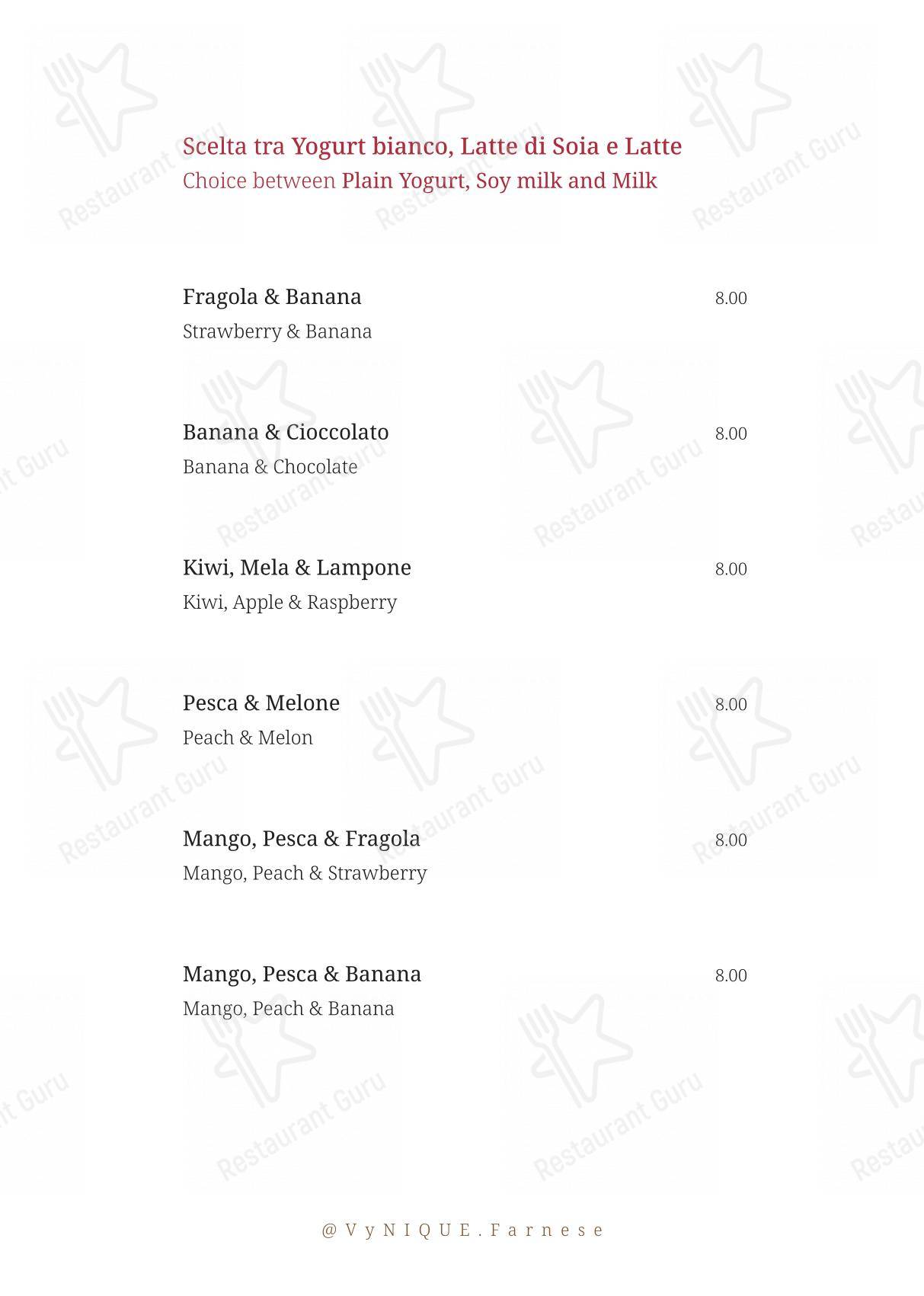 Основное меню per VyNIQUE Enoteca Regionale del Lazio ristorante