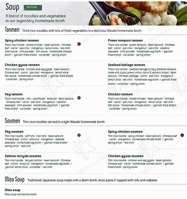 Wasabi menu sales