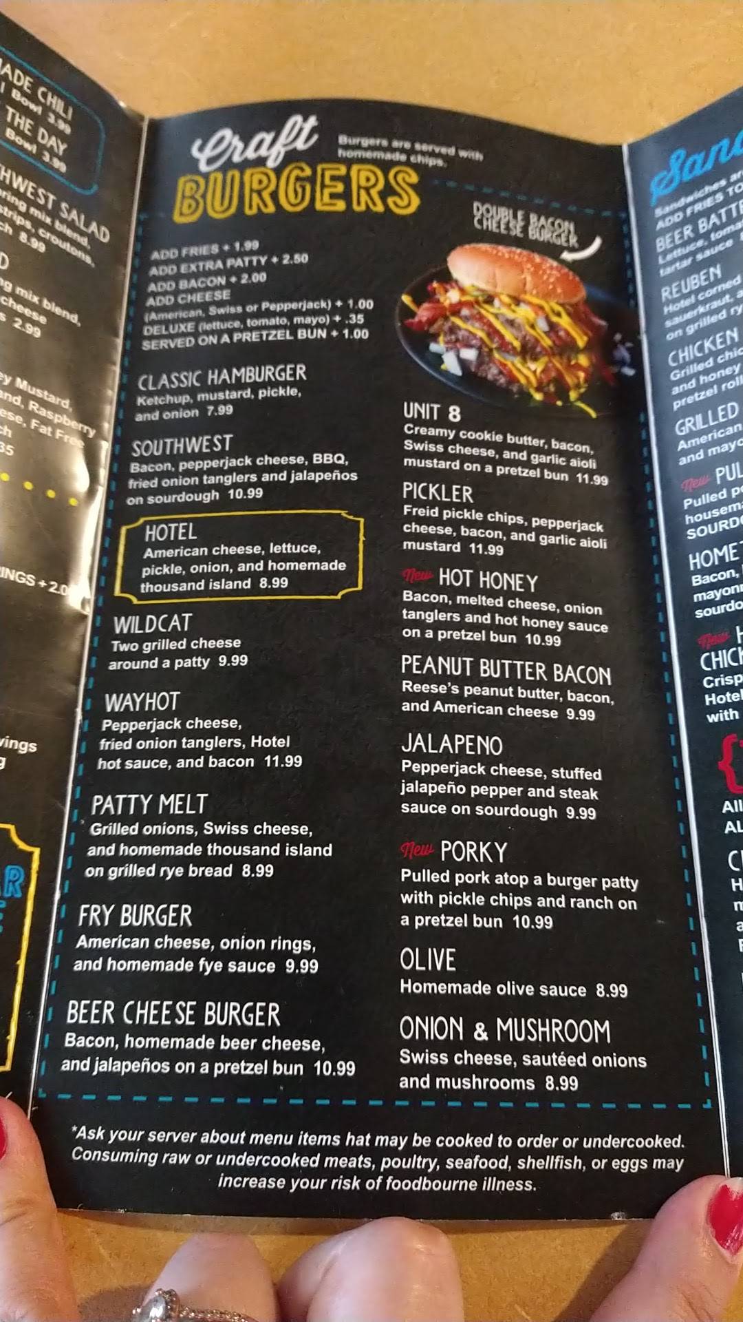 Menu at Wayland Hotel & Bar, Wayland