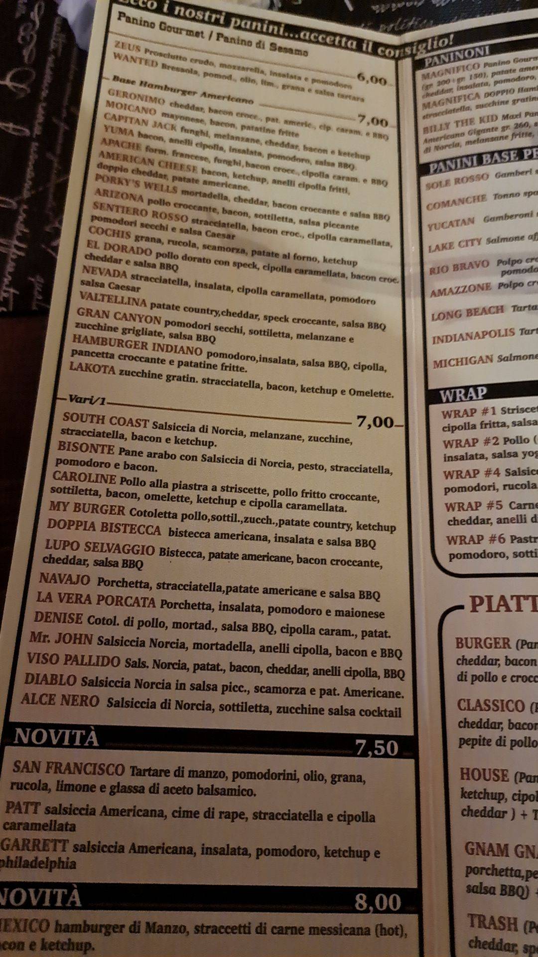 Menu di Wells Fargo Saloon 