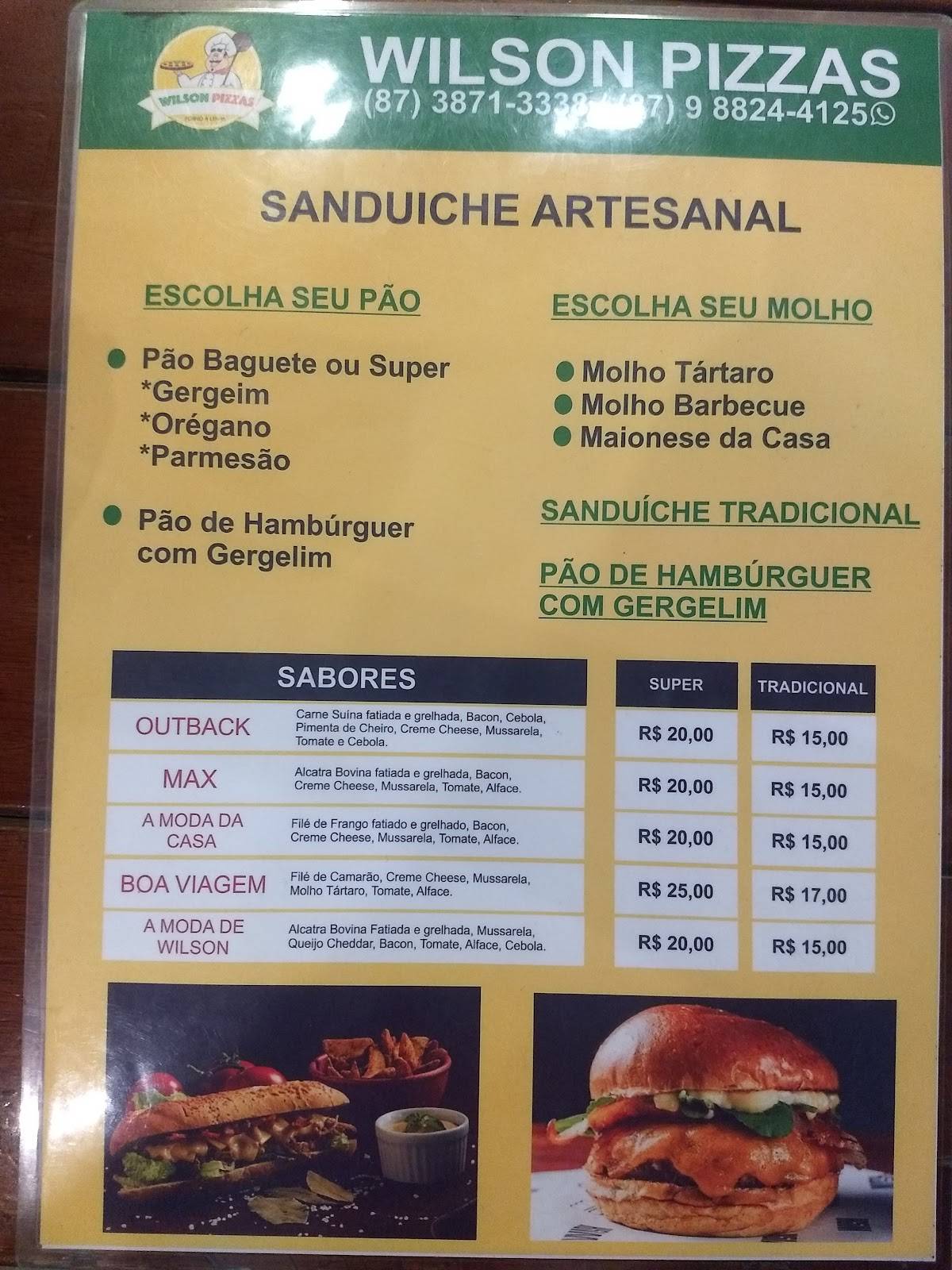 Wilson Pizzas Pizzaria (Salgueiro) cardápio