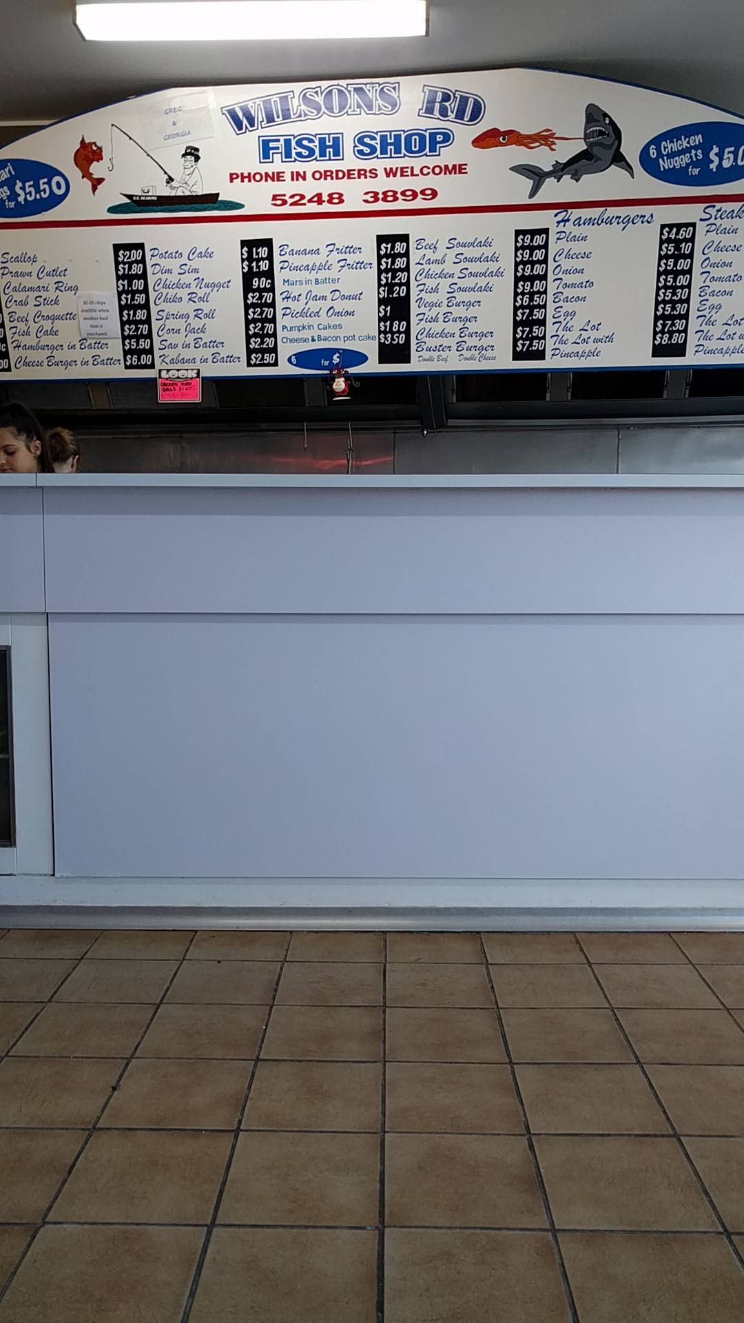 Menu at Wilsons Road Fish Shop Geelong restaurant, Whittington