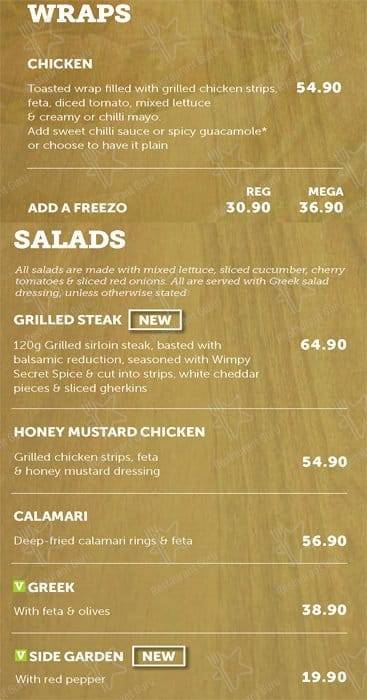 Menu de Wimpy