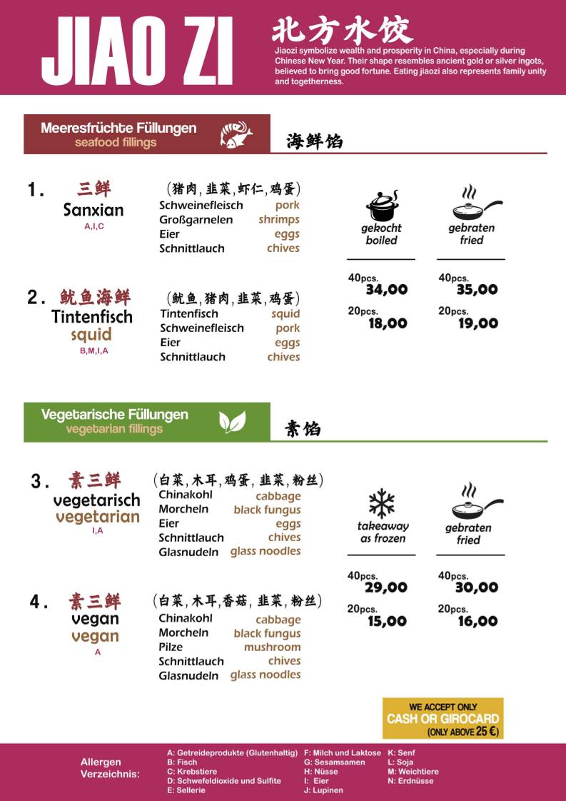 Menu de Wok Show