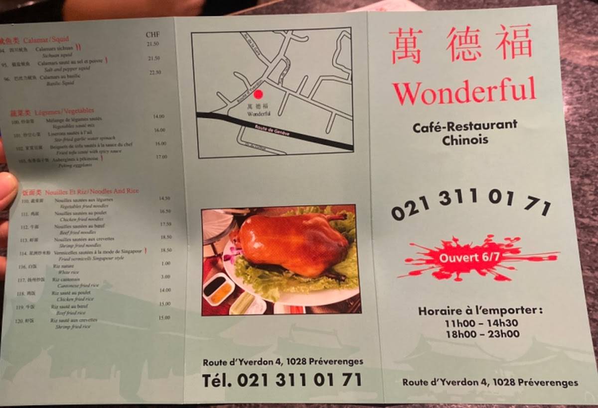 Menu di Wonderful 
