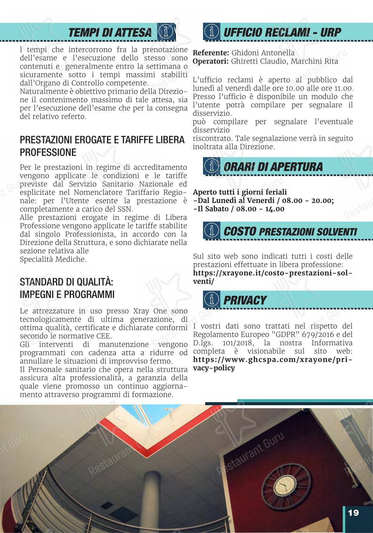 Menu per XRay One Bar pub & bar