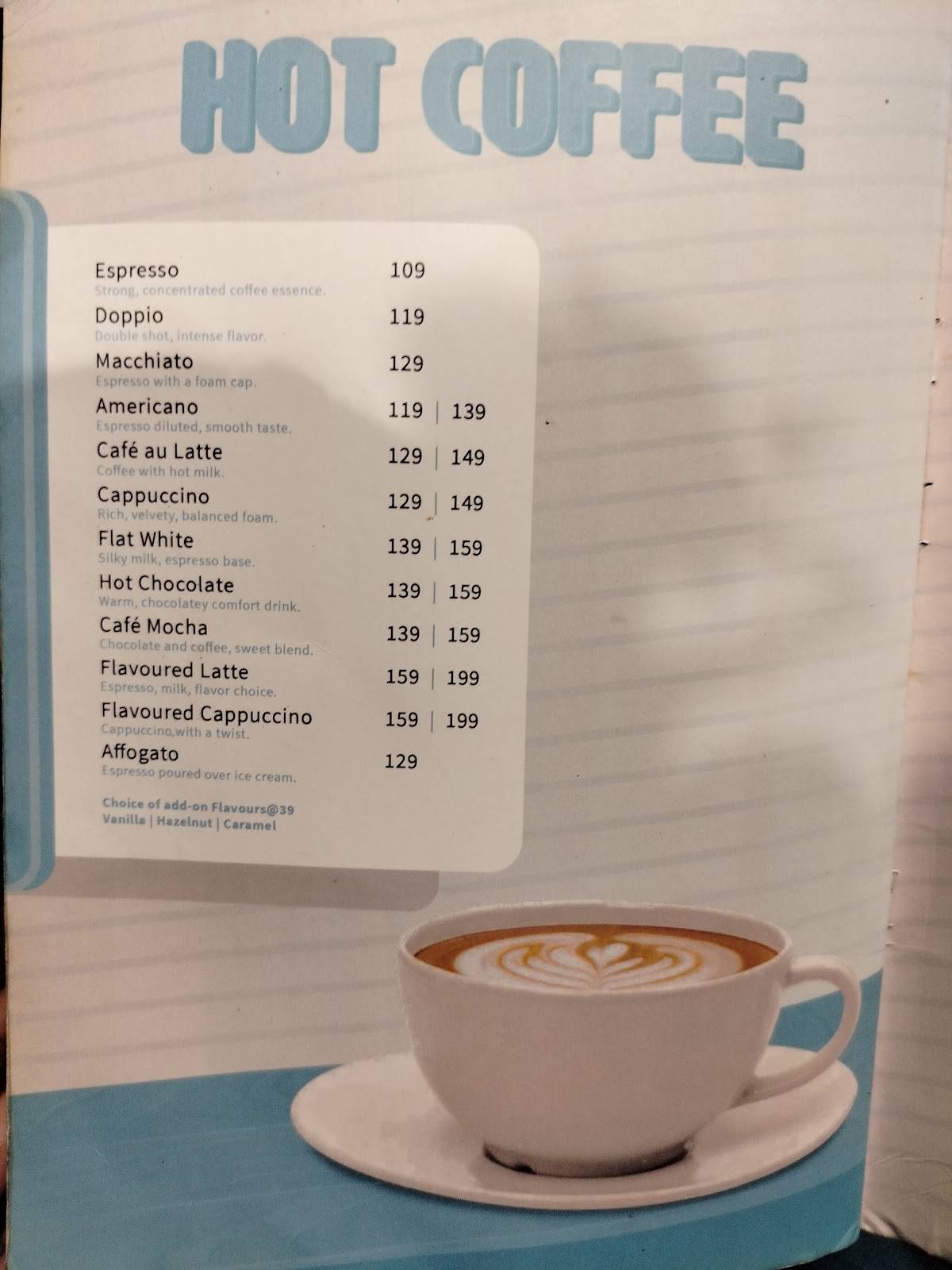 Xero Degrees Paschim Vihar menu