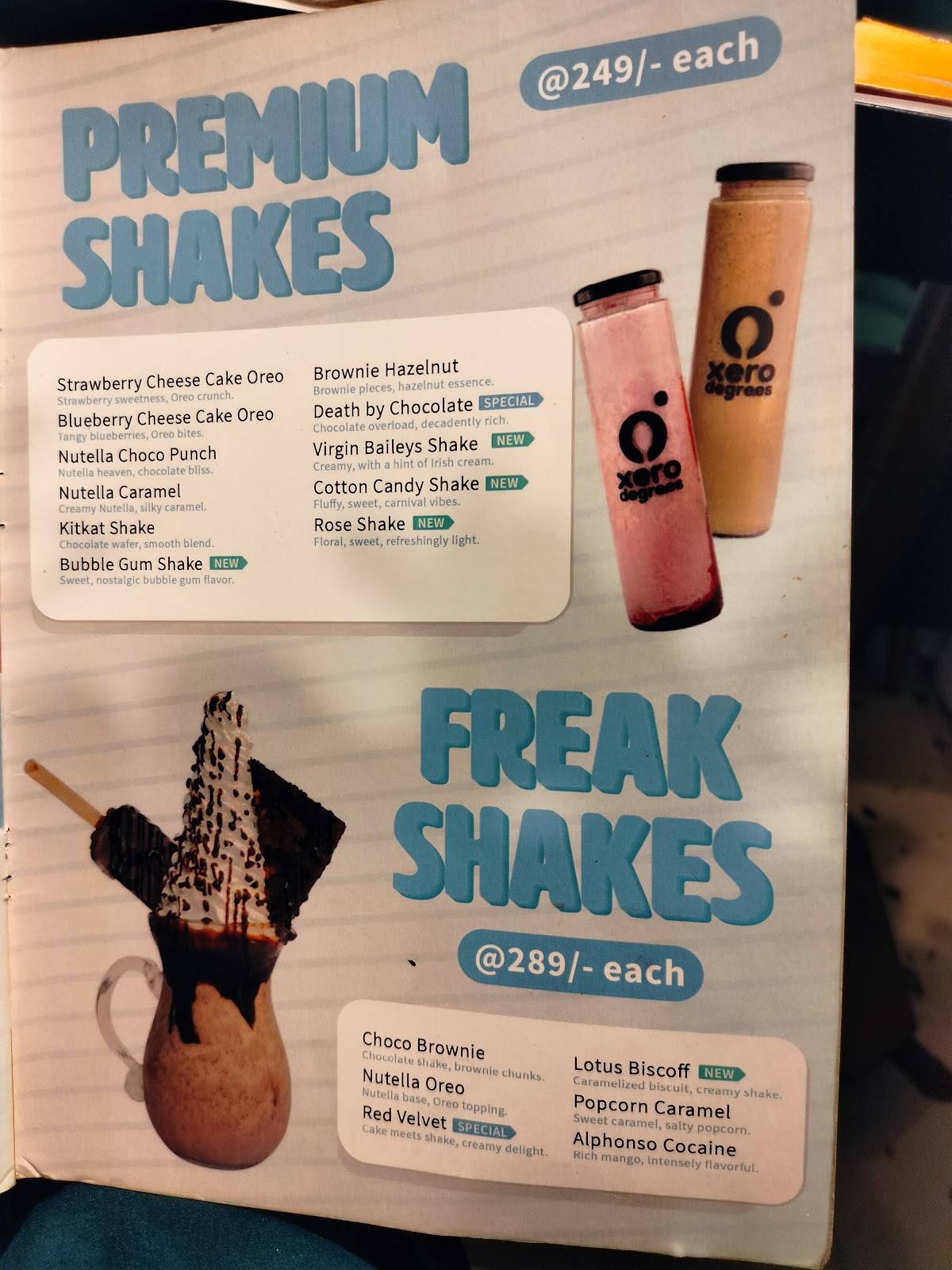 Xero Degrees Paschim Vihar menu