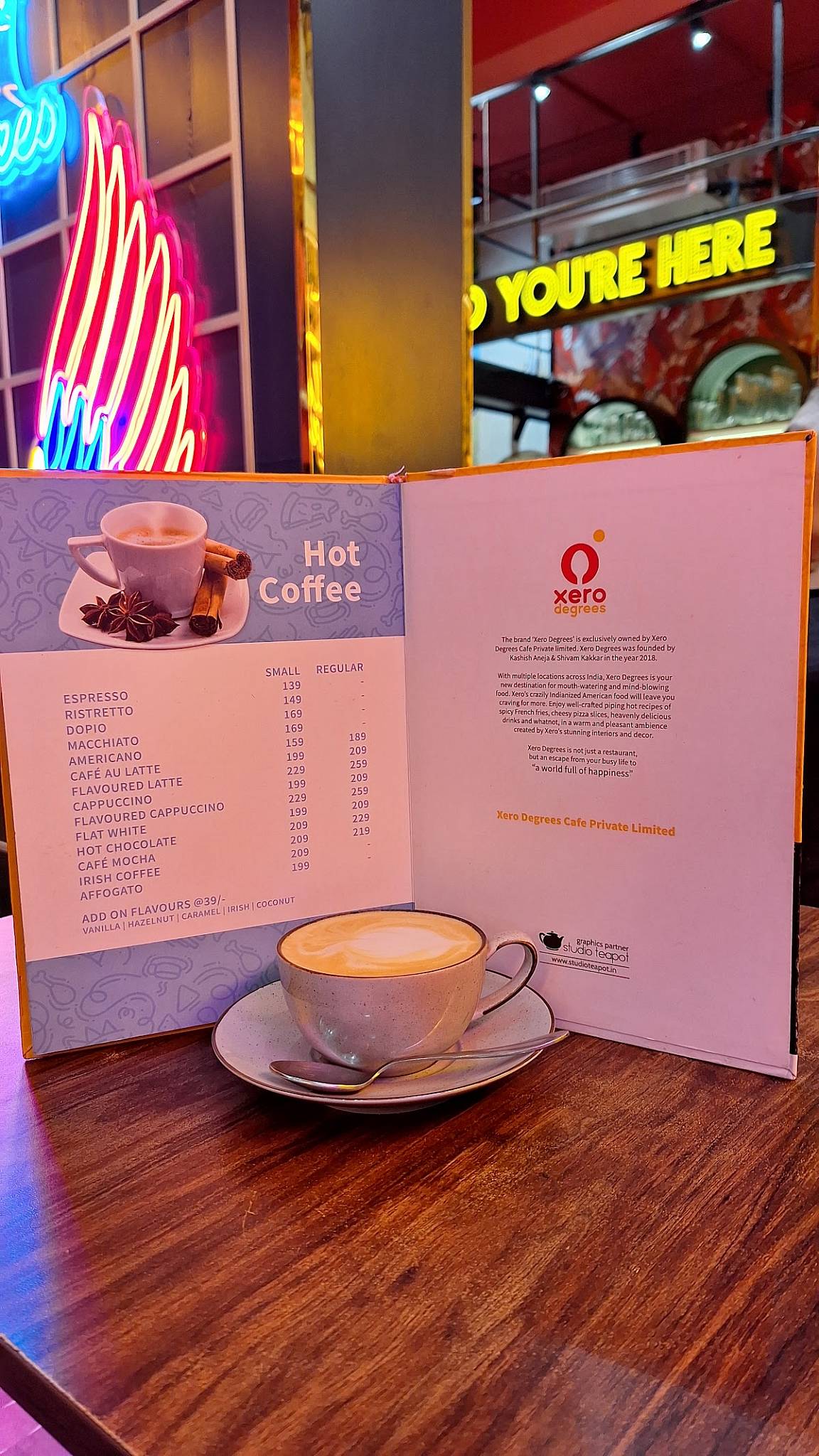 Xero Degrees menu