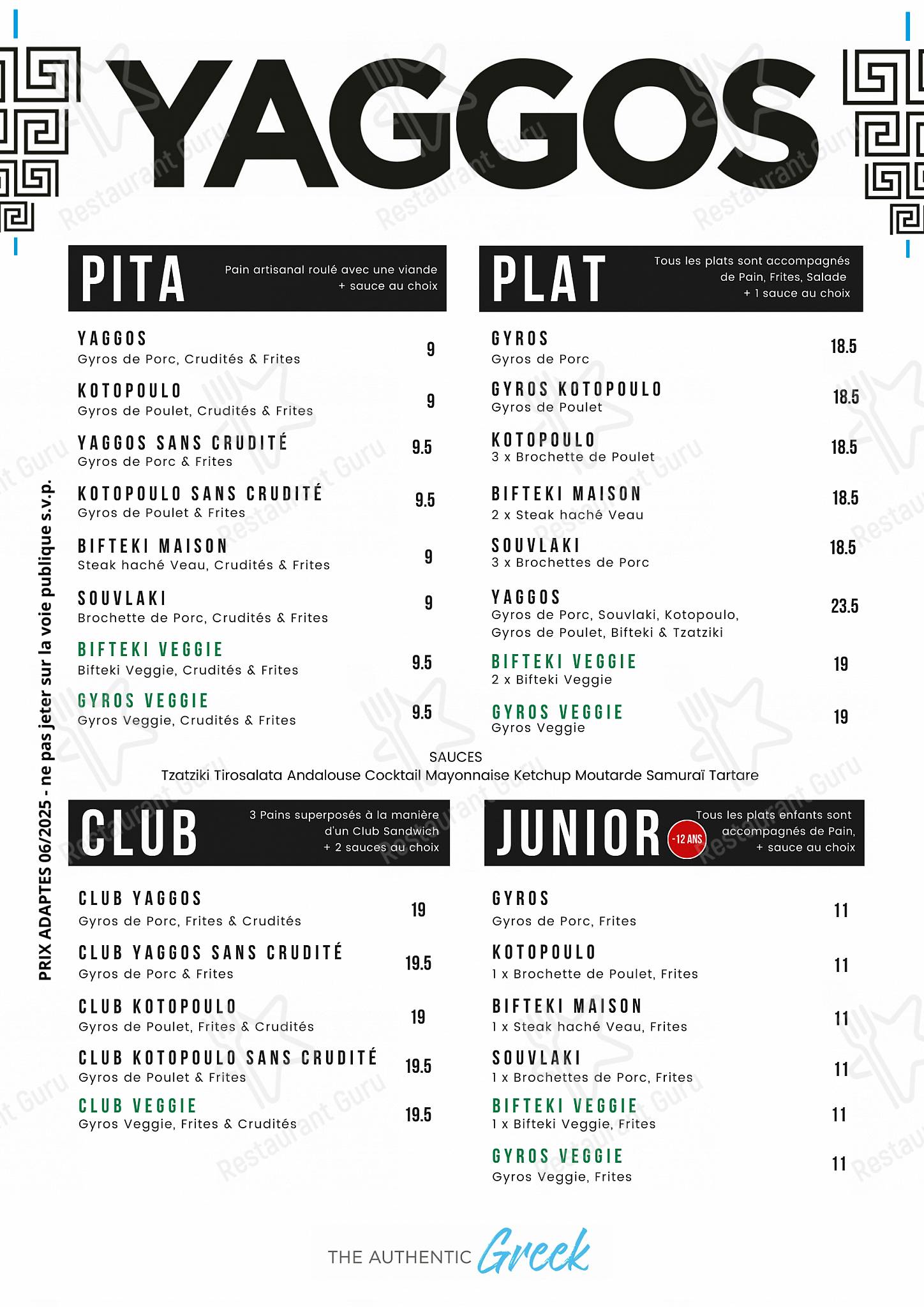 Menu de YAGGOS