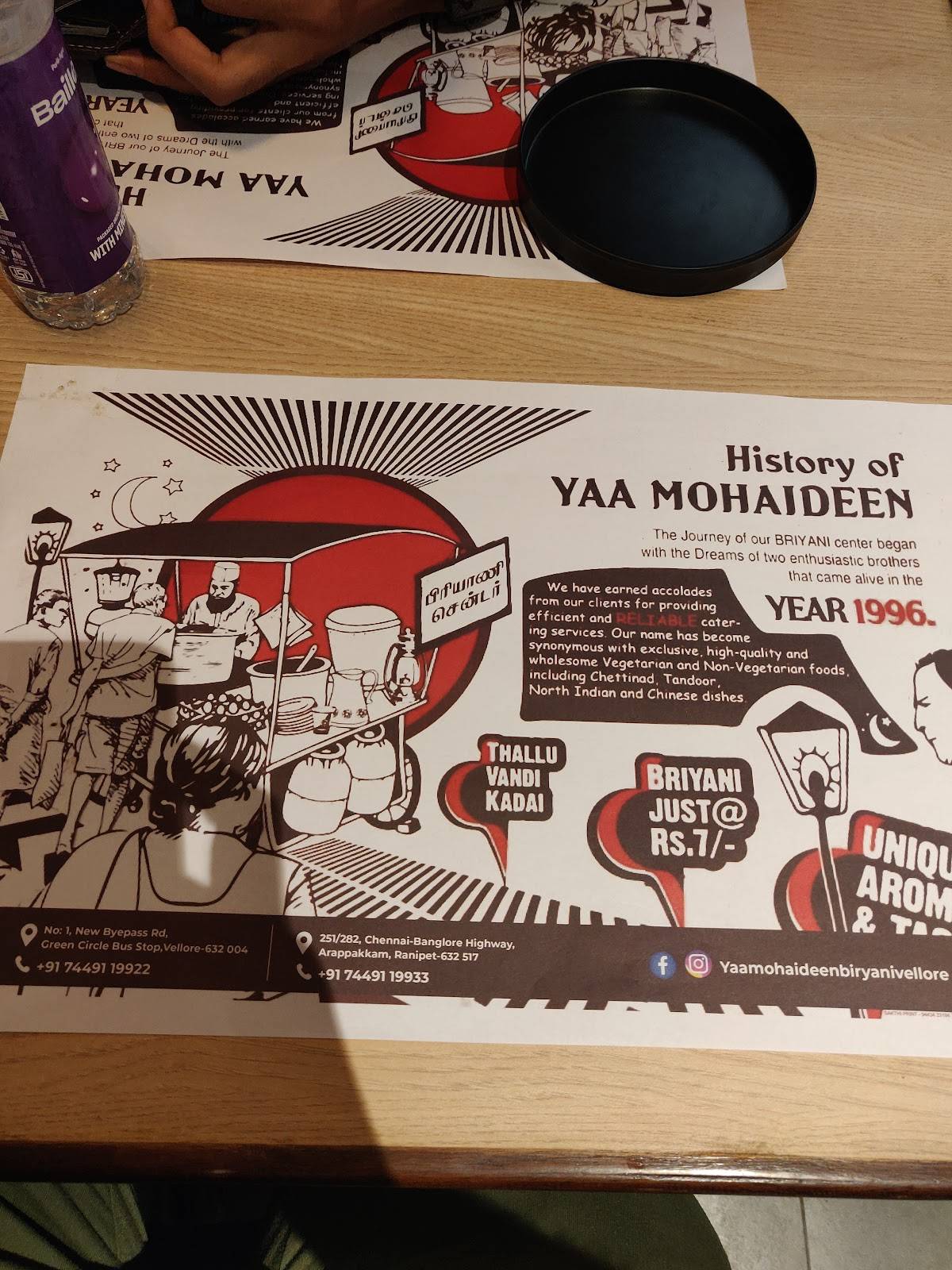 Yaa Mohaideen Biryani Vellore menu