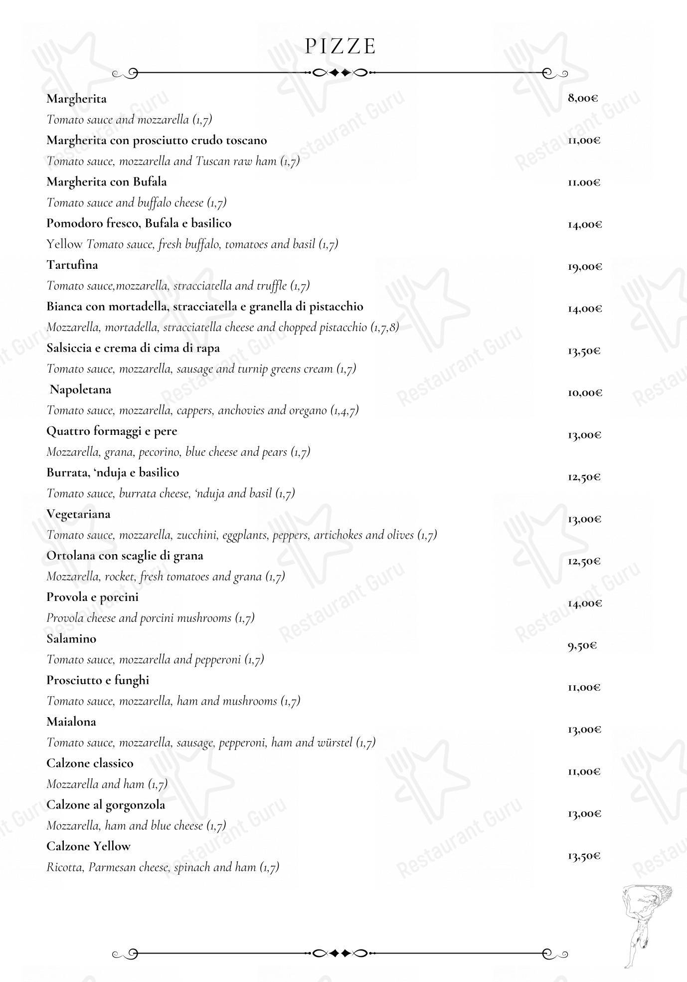 Menu per Ristorante Pizzeria Yellow Bar Firenze in Firenze