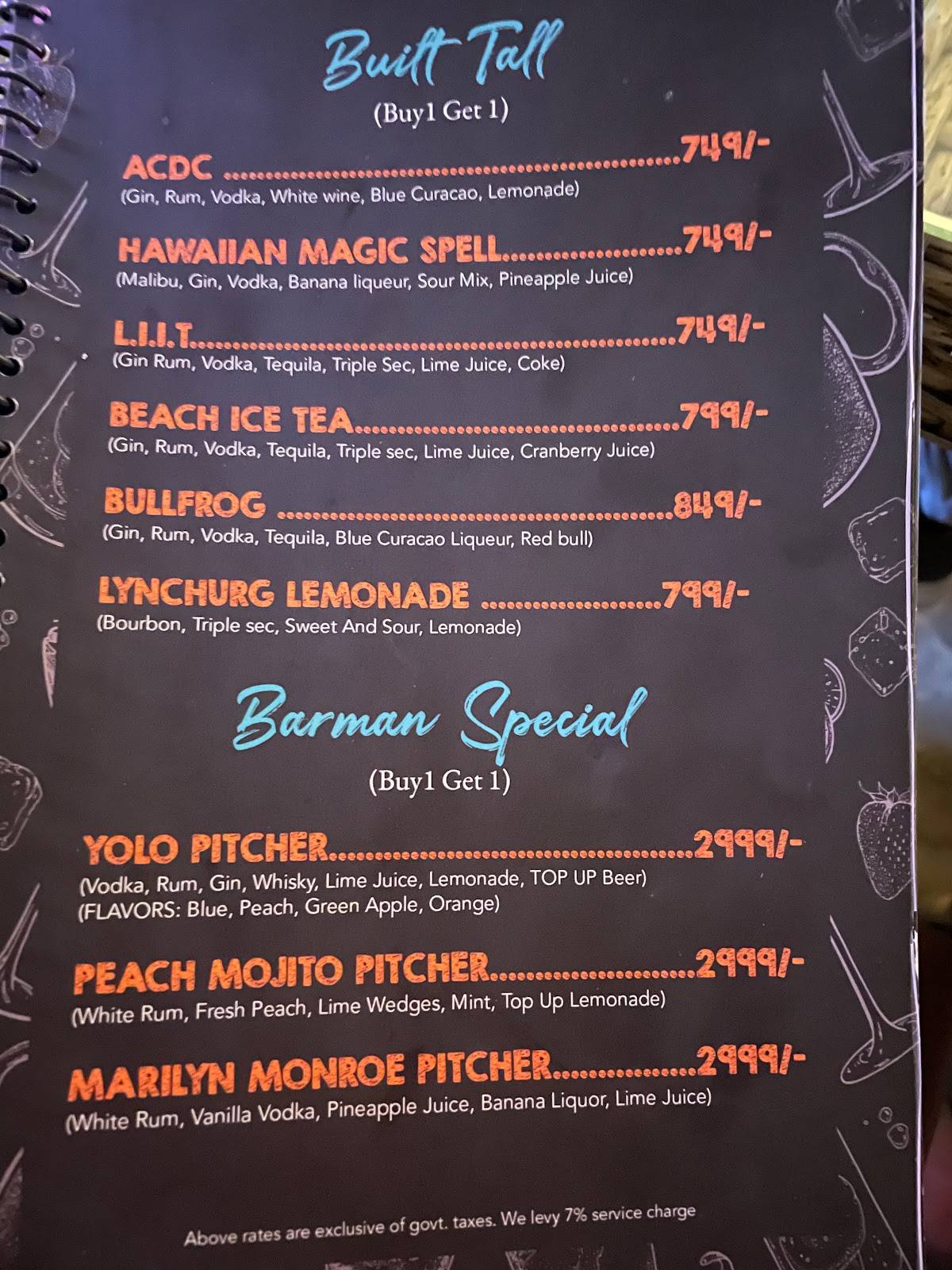 Yolo Gastro Lounge menu