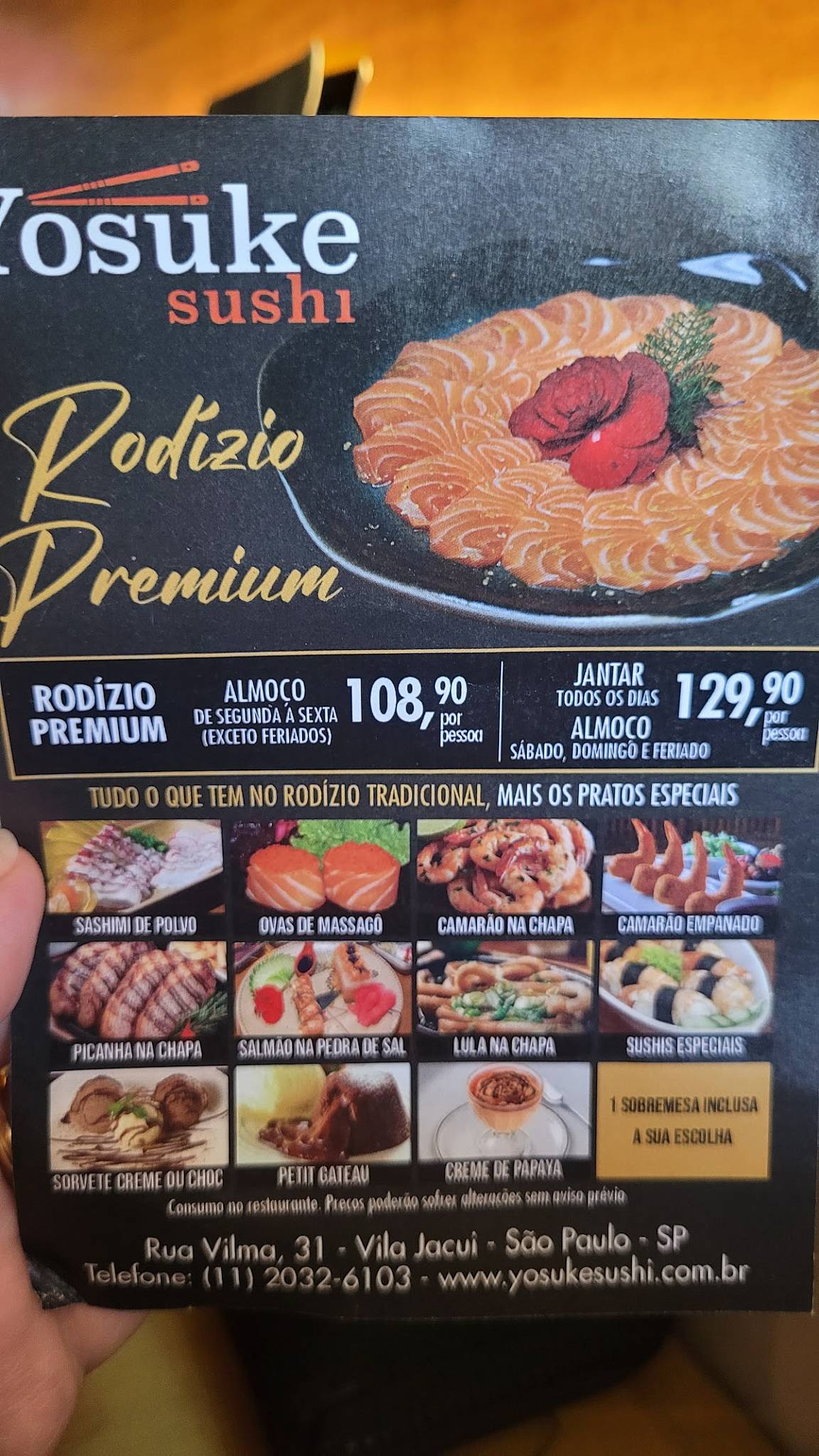 Yosuke Sushi - São Miguel cardápio