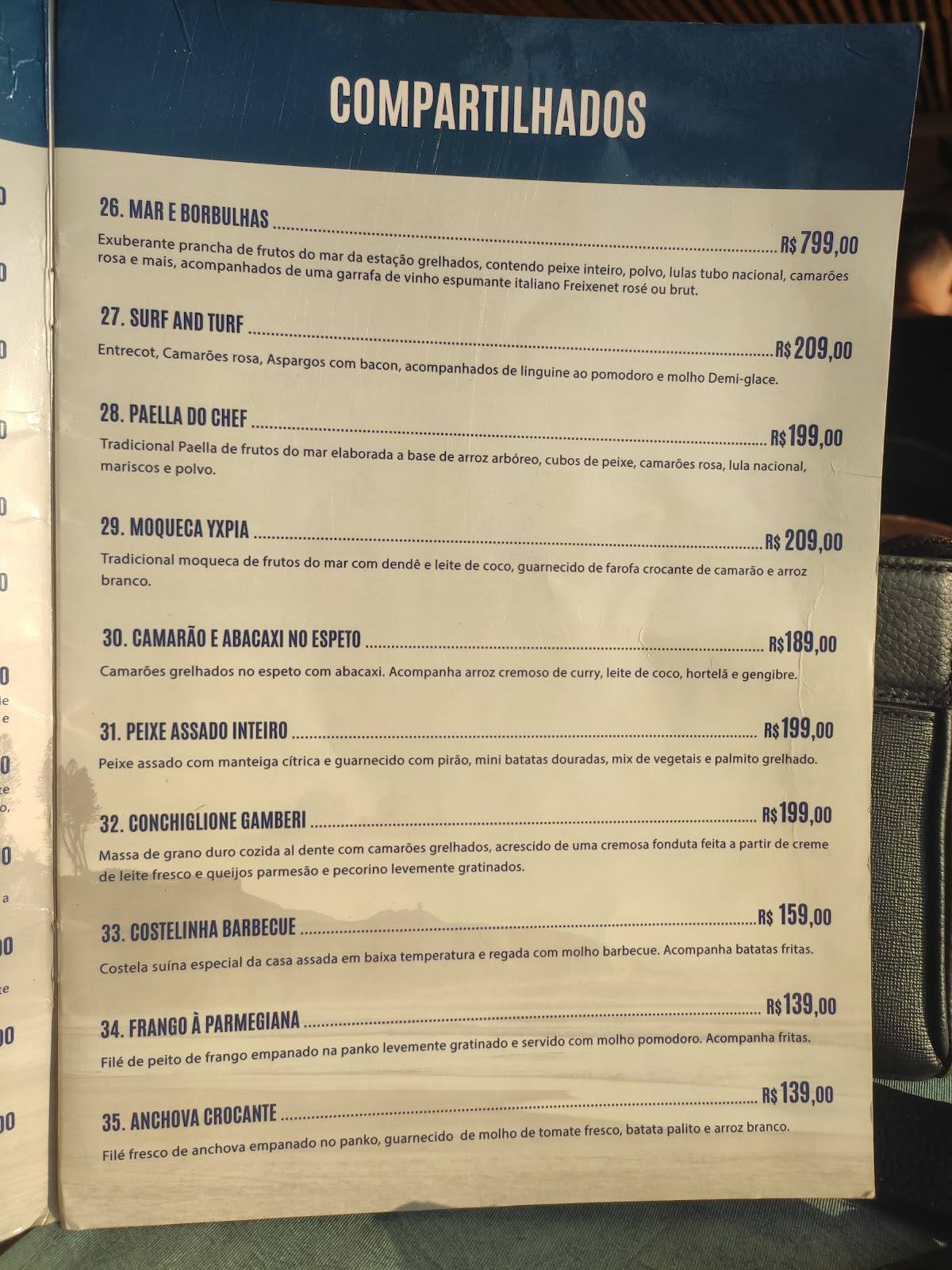 Yxpia Joaquina Bar cardápio