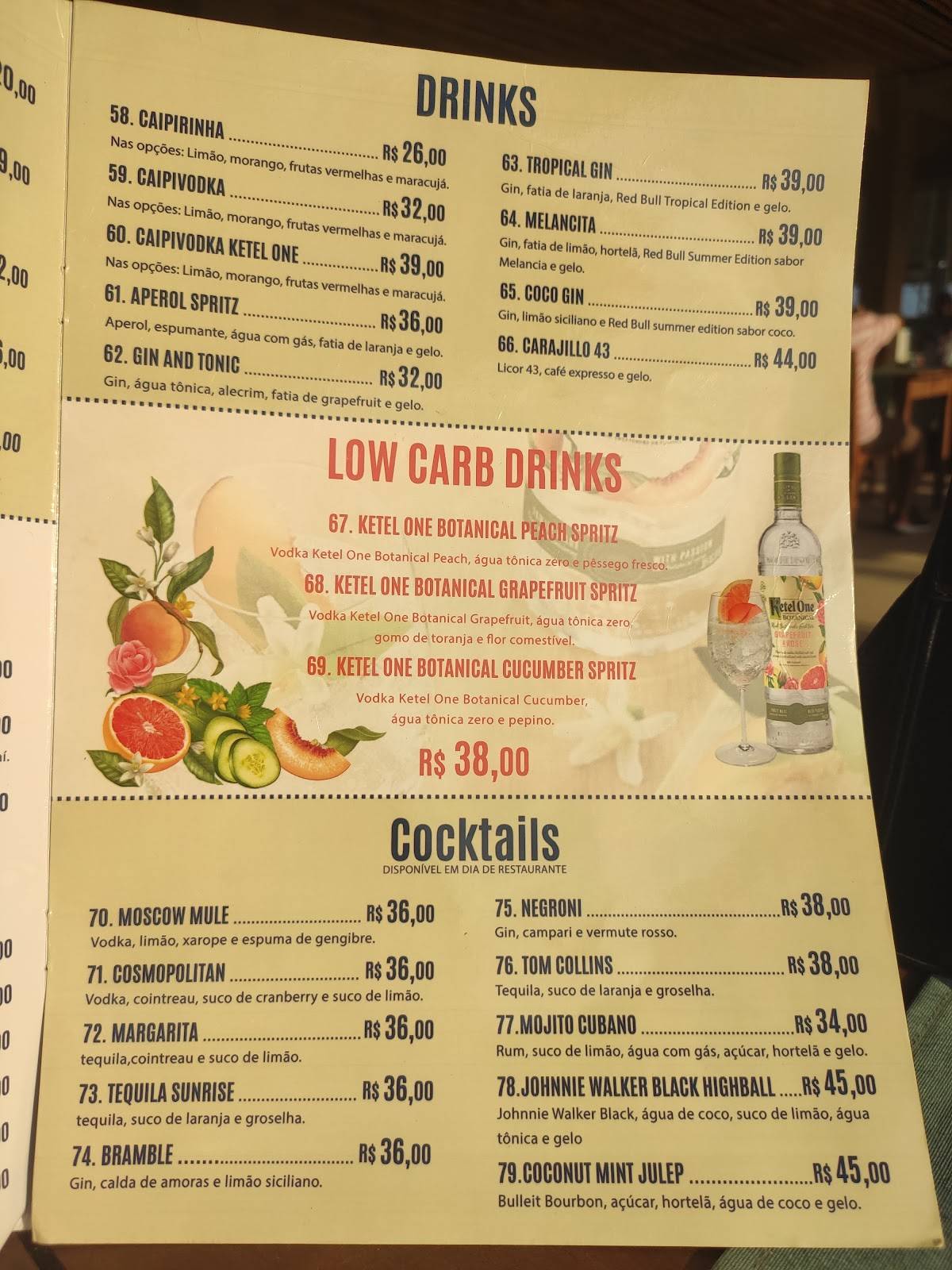 Yxpia Joaquina Bar cardápio