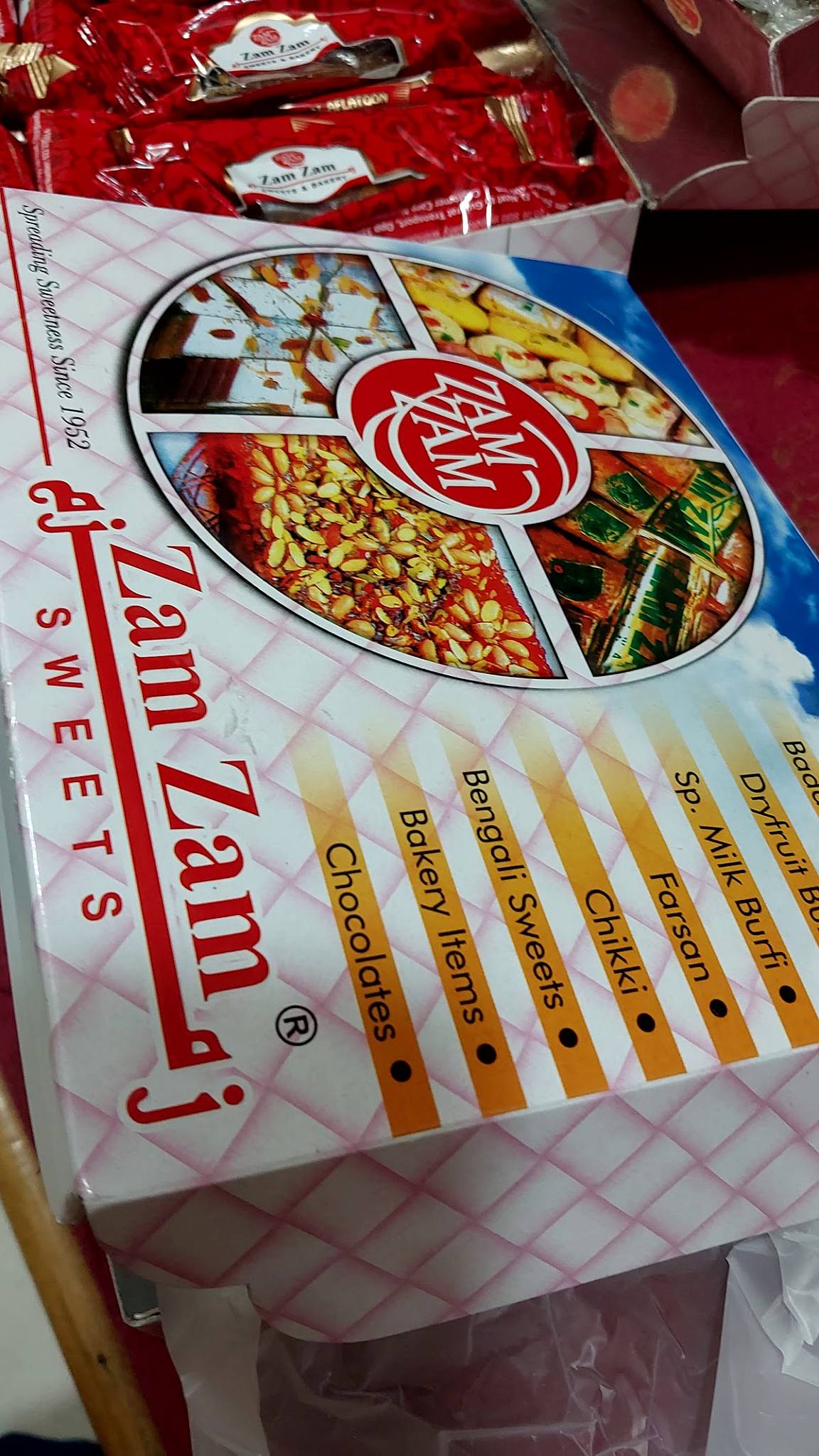 Zam Zam sweets and bakery menu