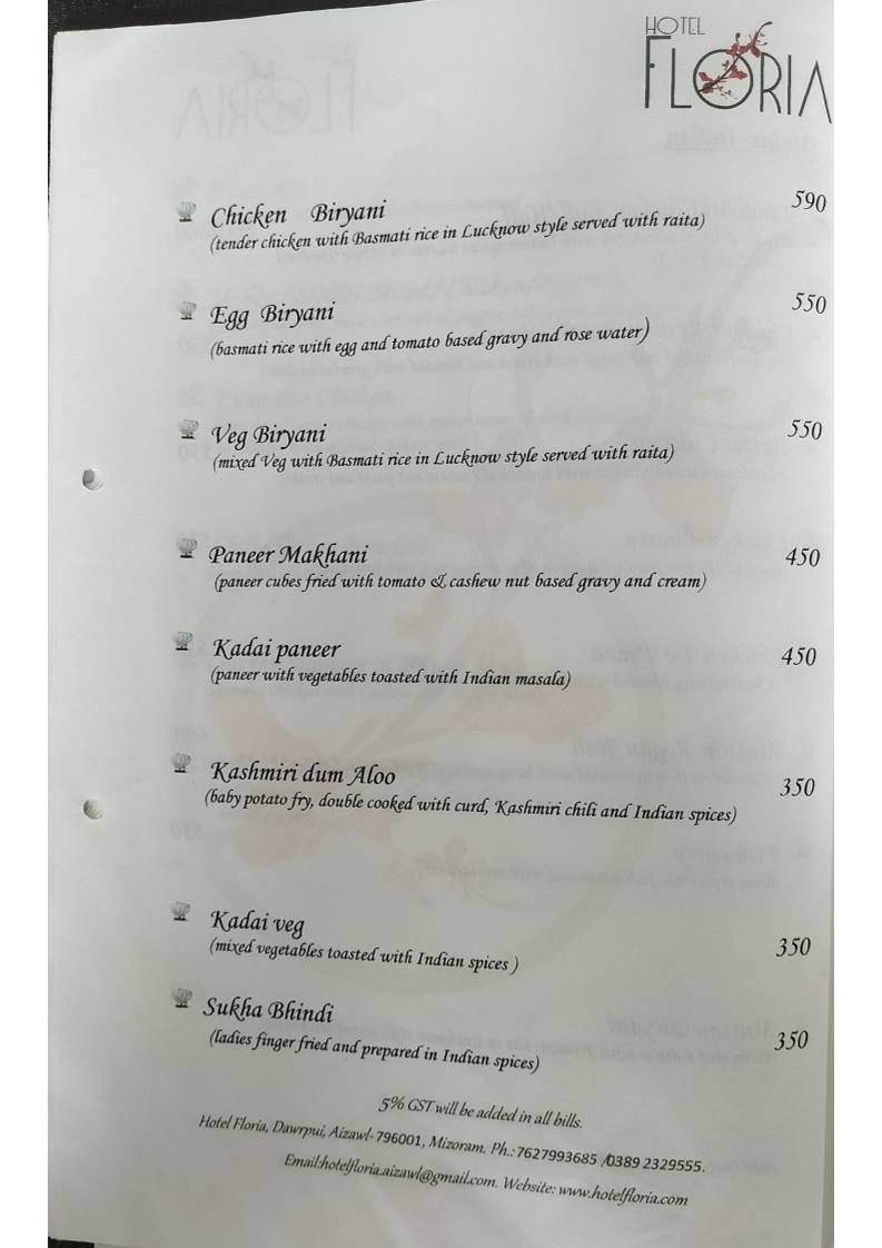 Zamzo Grill & Kitchen Restaurant (Hotel Floria) menu