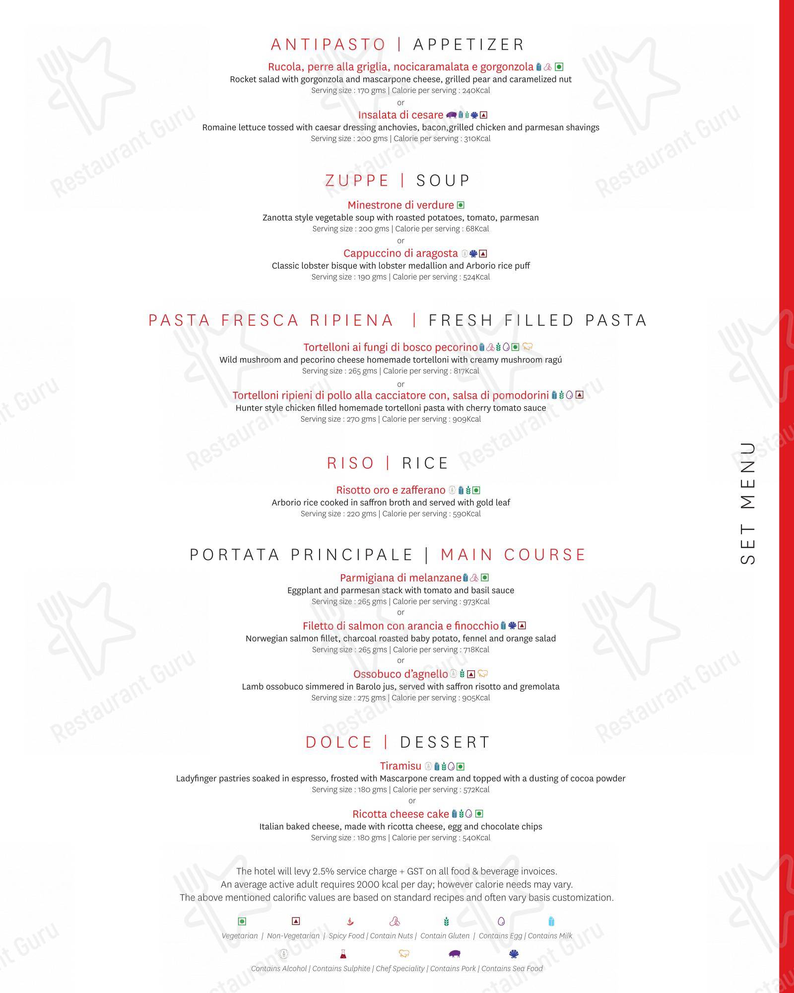 Zanotta - The Leela Ambience Gurugram - Menu