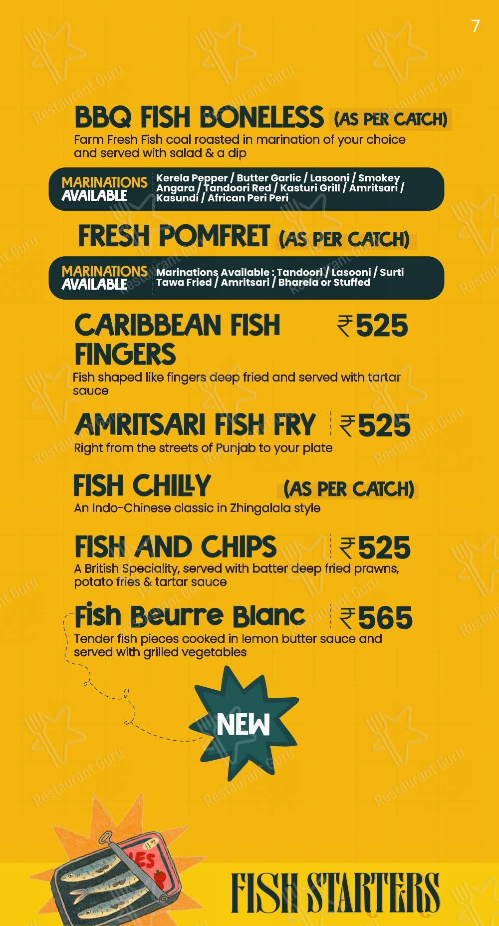 Menu for the Zhingalala restaurant