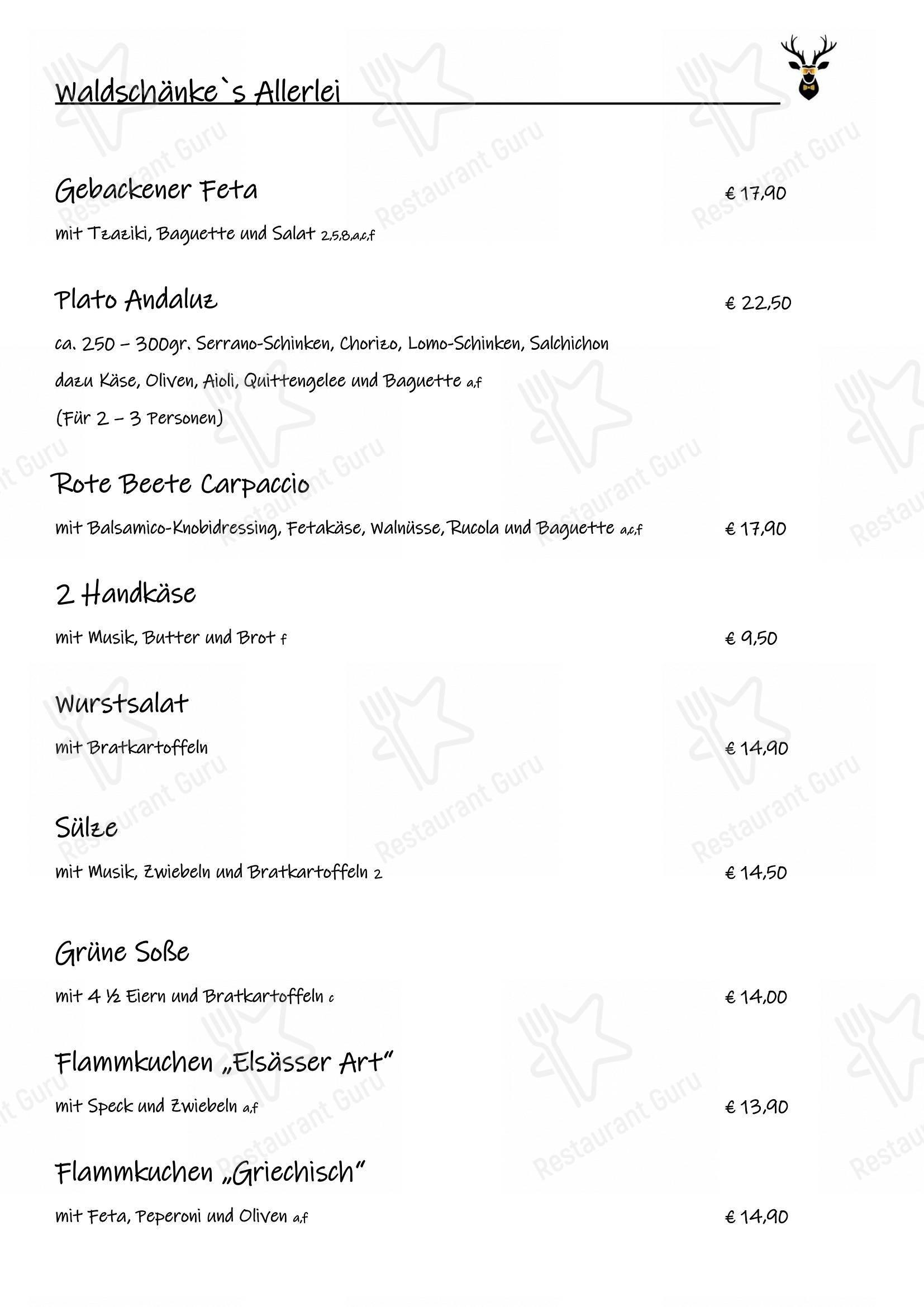 Menu pour Zur Waldschänke - Rödermark restaurant