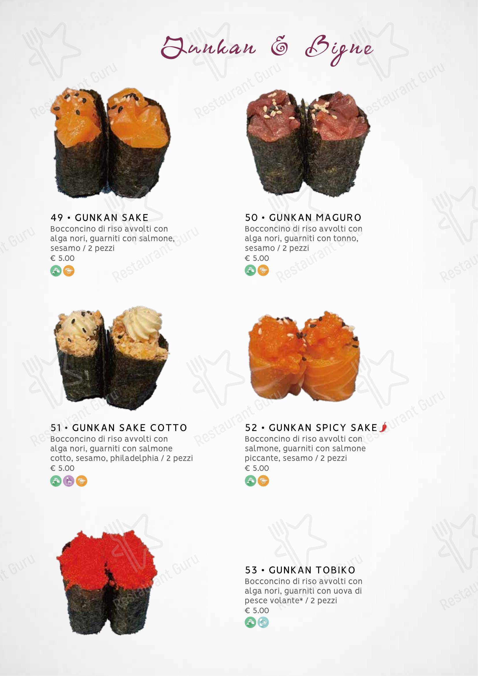 Menu bar per Zuru sushi ristorante