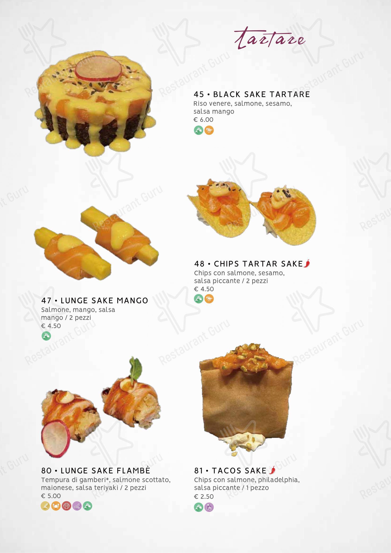 Menu di Zuru sushi - Menu bar