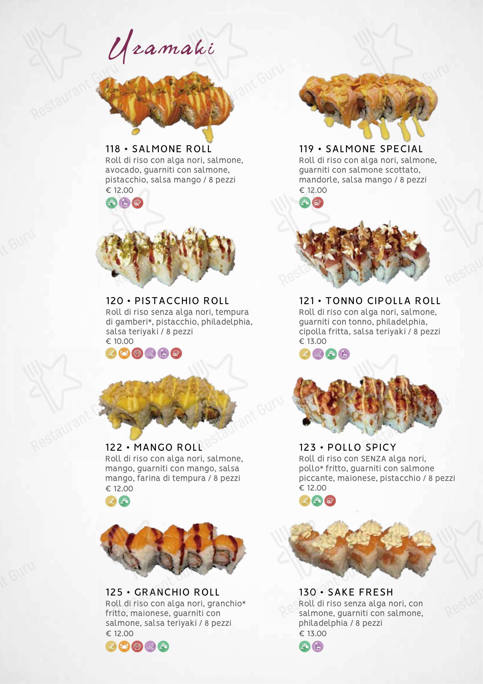 Menu bar per Zuru sushi ristorante