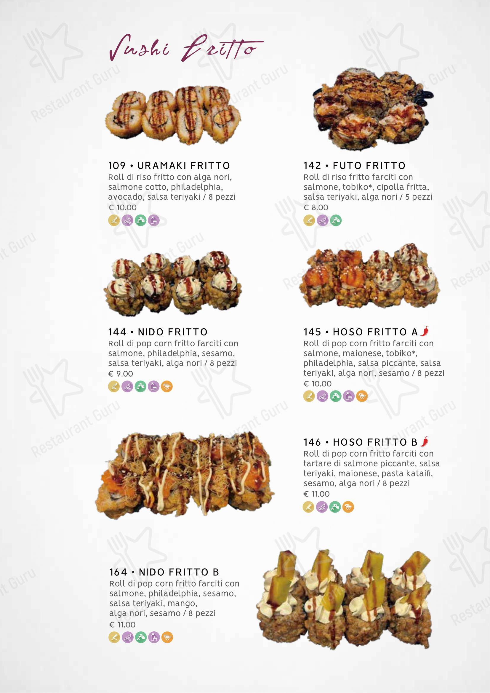 Zuru sushi in Reggio Calabria - Menu bar