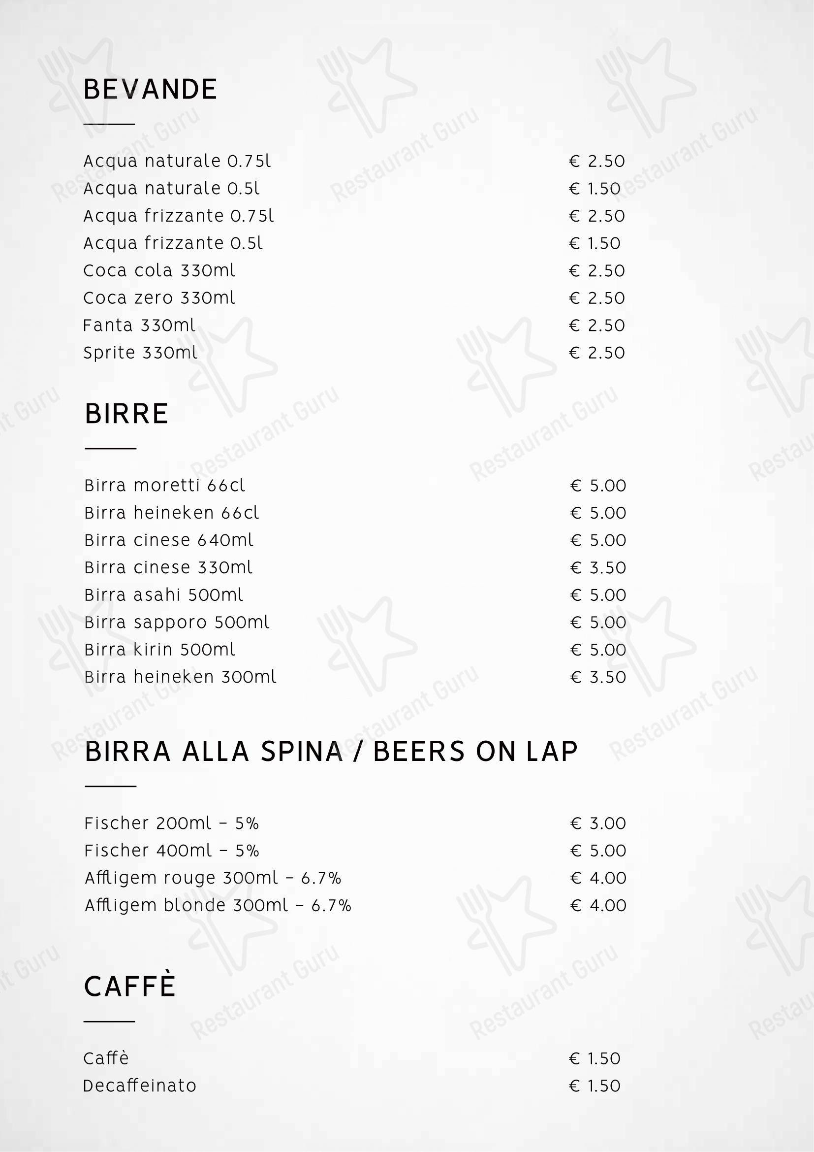 Menu di Zuru sushi - Menu bar